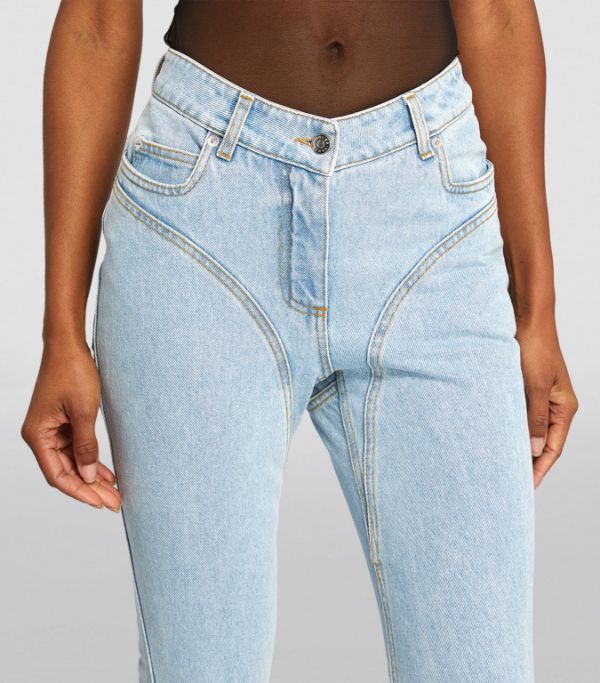 Mugler o1s22i1n1024 Skinny Flared Jeans in Light Blue Size 25" / US 0 / IT 36 - 2 Thumbnail