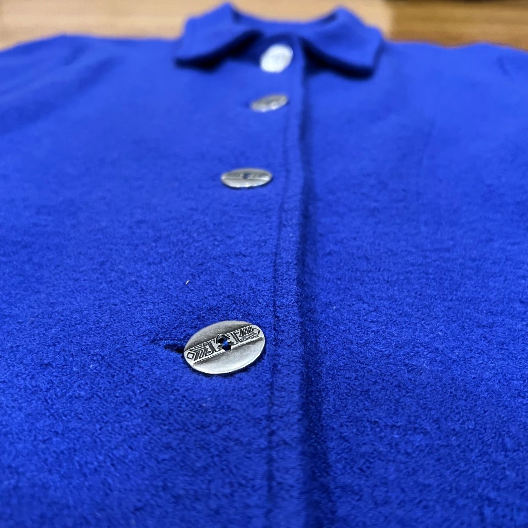 Vintage Chicos Coat Women’s Blue Mid-Length Pea Coat 0 Wool Formal Dry Clean Only Button Double Breasted Size XS / US 0-2 / IT 36-38 - 2 Thumbnail