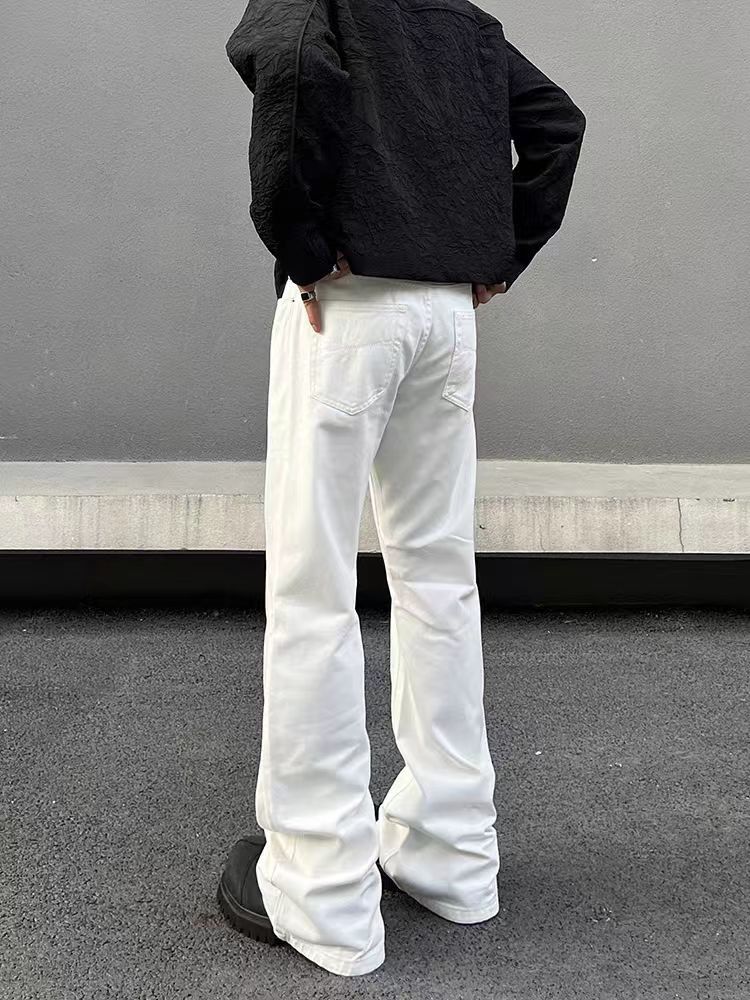 Japanese Brand × Jean Street Vintage White Straight Leg Micro Flare Jeans Size US 33 - 4 Thumbnail