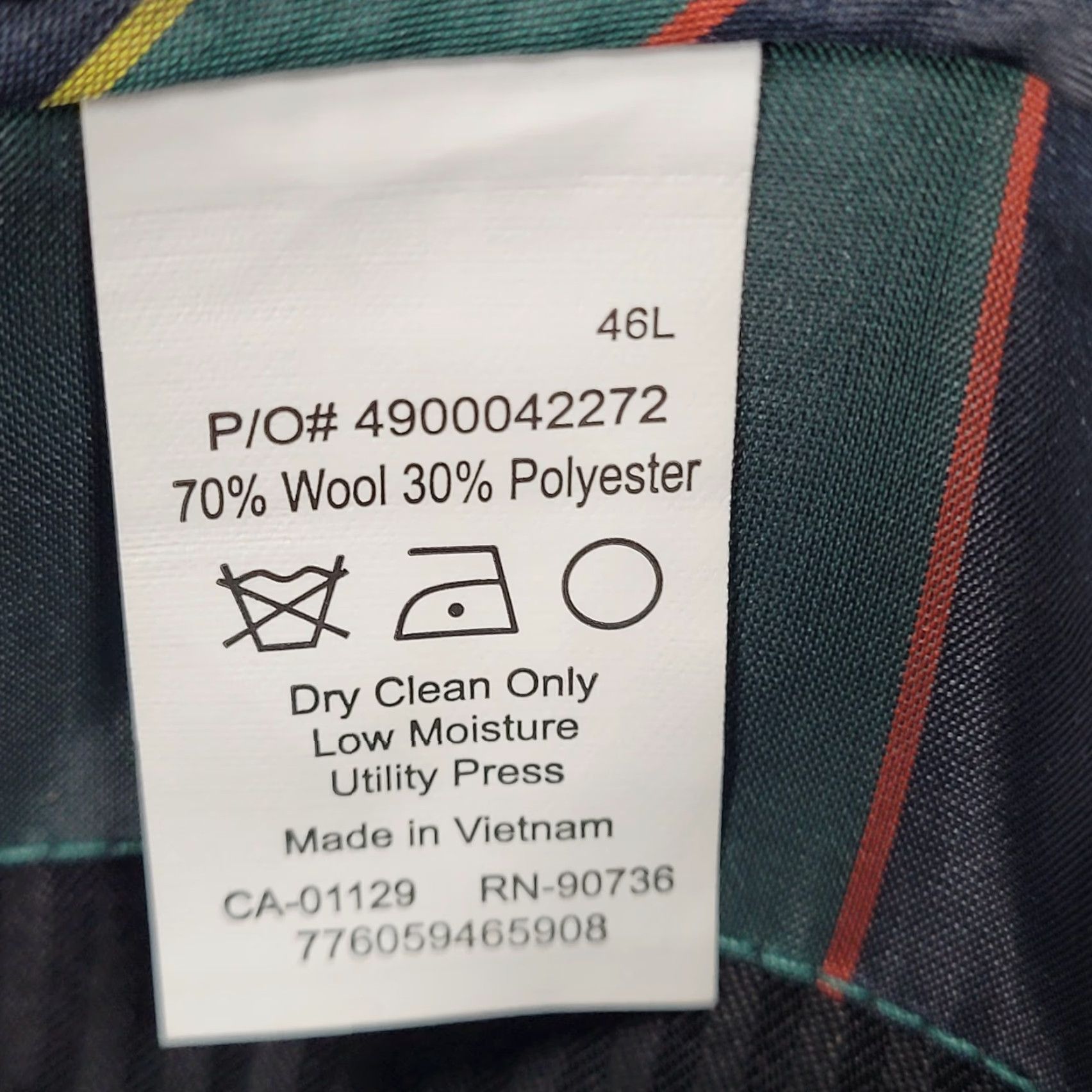Chaps Chaps Black Wool Blend Pinstriped 2 Button Vented Notch Blazer Sport Coat 46L Mens Size 46R - 4 Thumbnail