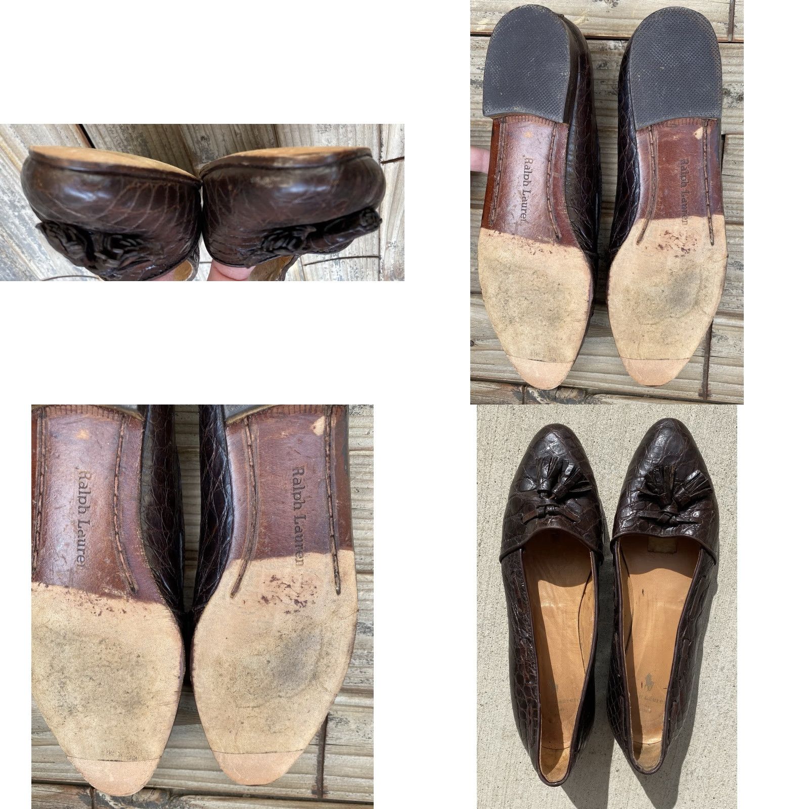Ralph Lauren Ralph Lauren Vintage Alligator Embossed Leather Tassel Flat Women Size 6.5 AA Brown Leather Lining Narrow Outsole Vintage Yes Shoes Size US 7 / IT 37 - 10 Thumbnail