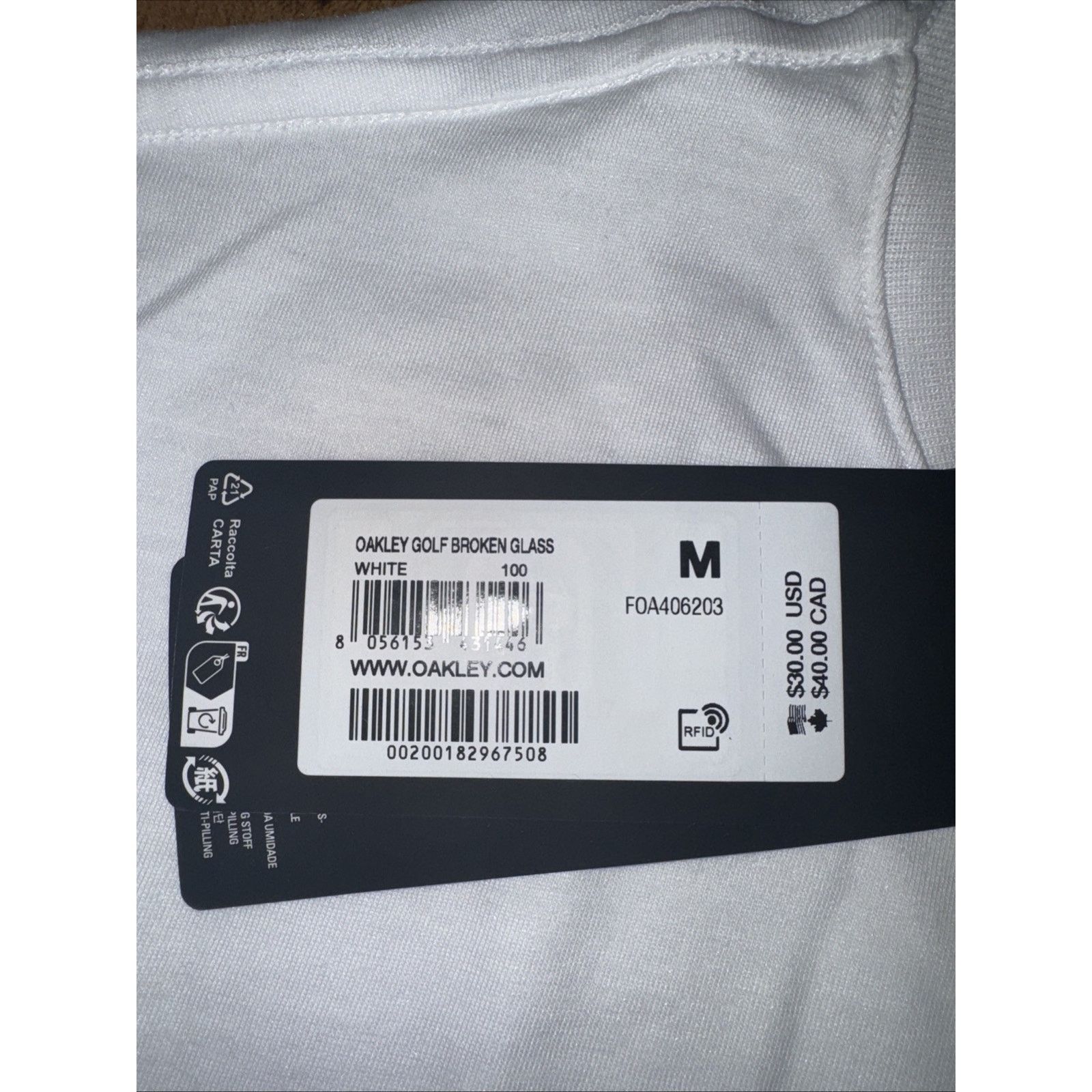 Oakley Oakley Golf T-Shirt White Medium 22x27 Size US M / EU 48-50 / 2 - 4 Thumbnail
