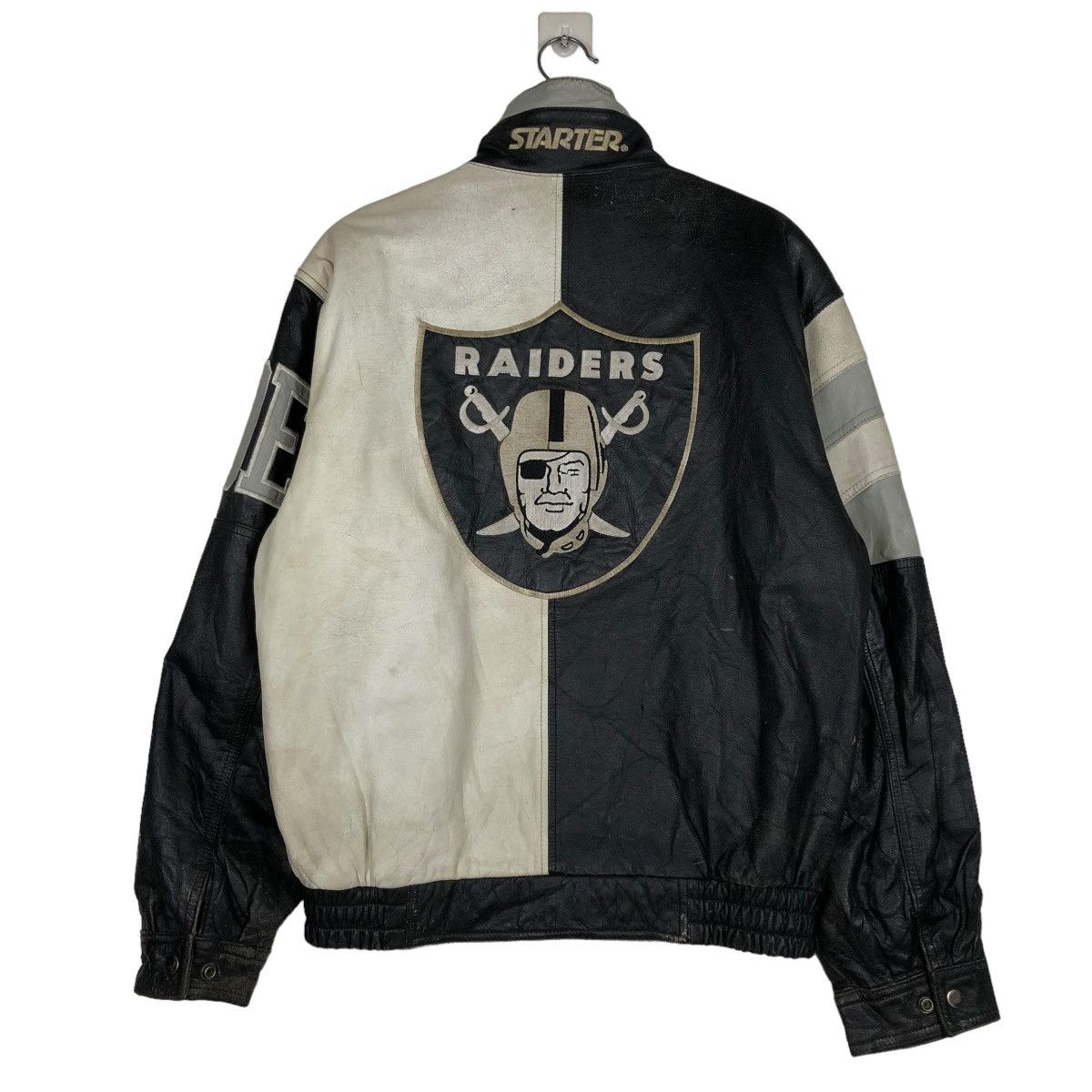 Starter 🔥VINTAGE LEATHER JACKET STARTER RAIDERS NFL BIG LOGO Size US M / EU 48-50 / 2 - 10 Thumbnail