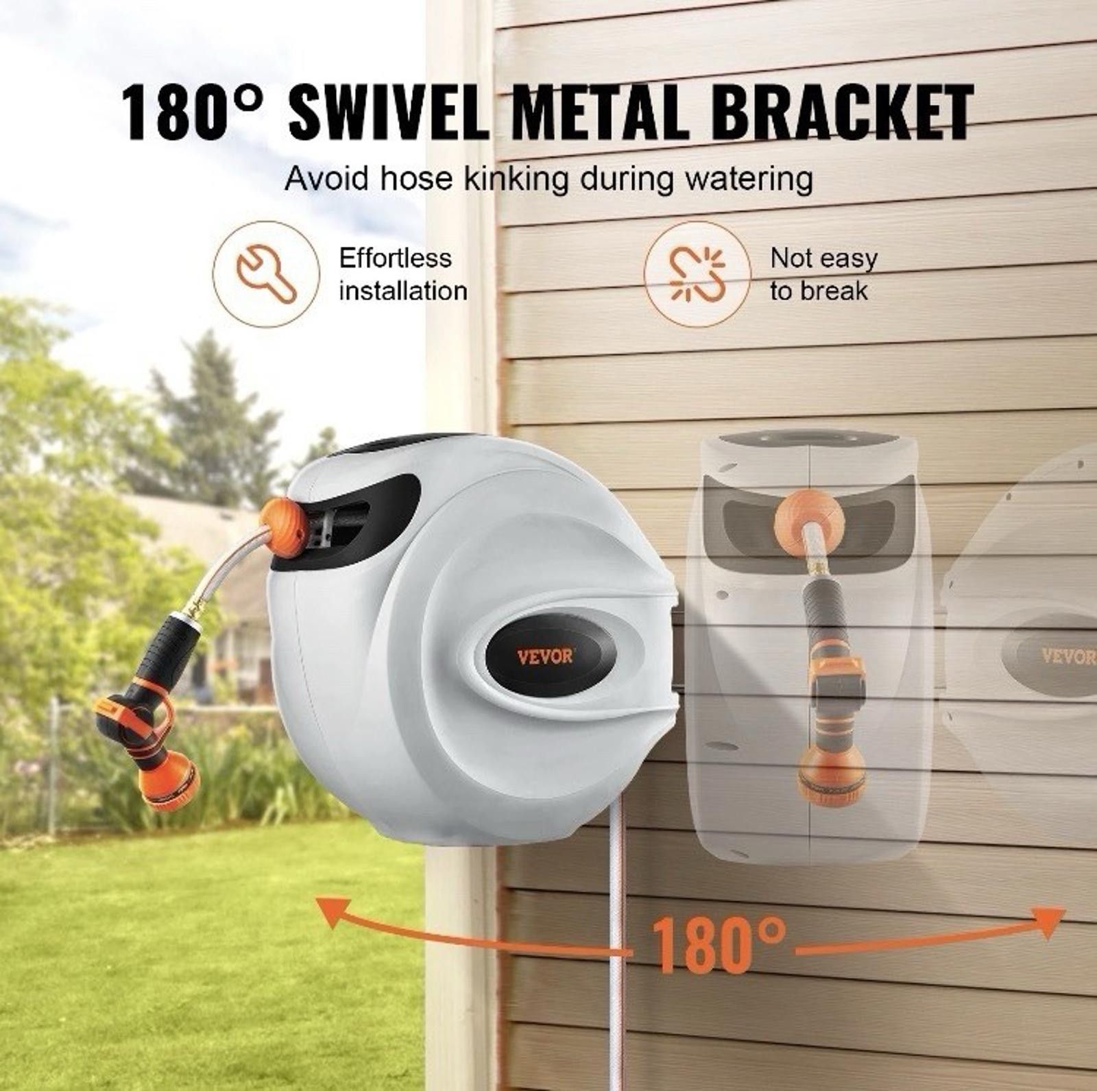 Other VEVOR Retractable Reel 84'x5/8" 180° Swivel Wall-Mounted Size ONE SIZE - 3 Thumbnail