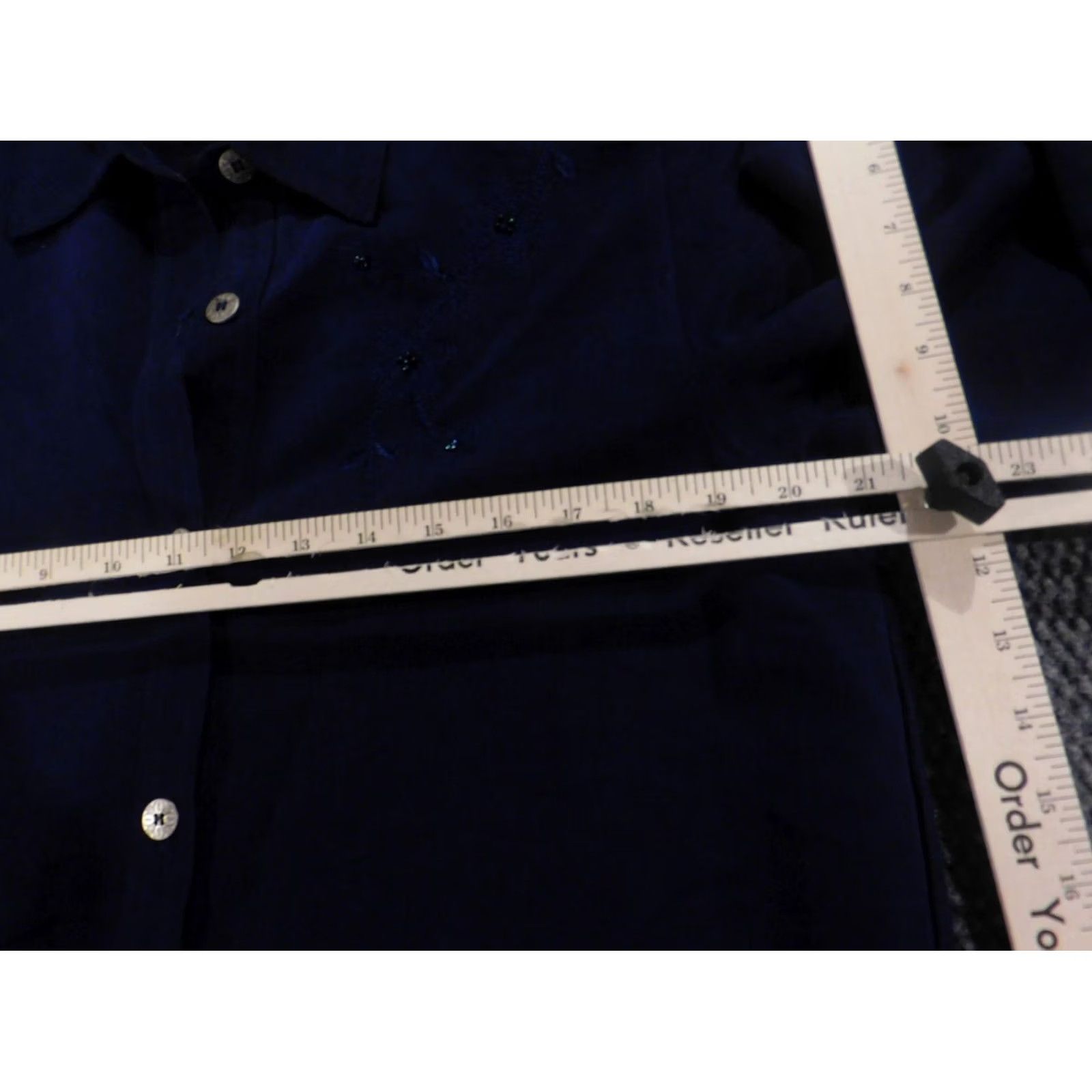 Vintage Alfred Dunner Blouse Women 10 Blue Button Down Long Sleeve Casual Crew Neck Pullover Size L / US 10 / IT 46 - 5 Thumbnail