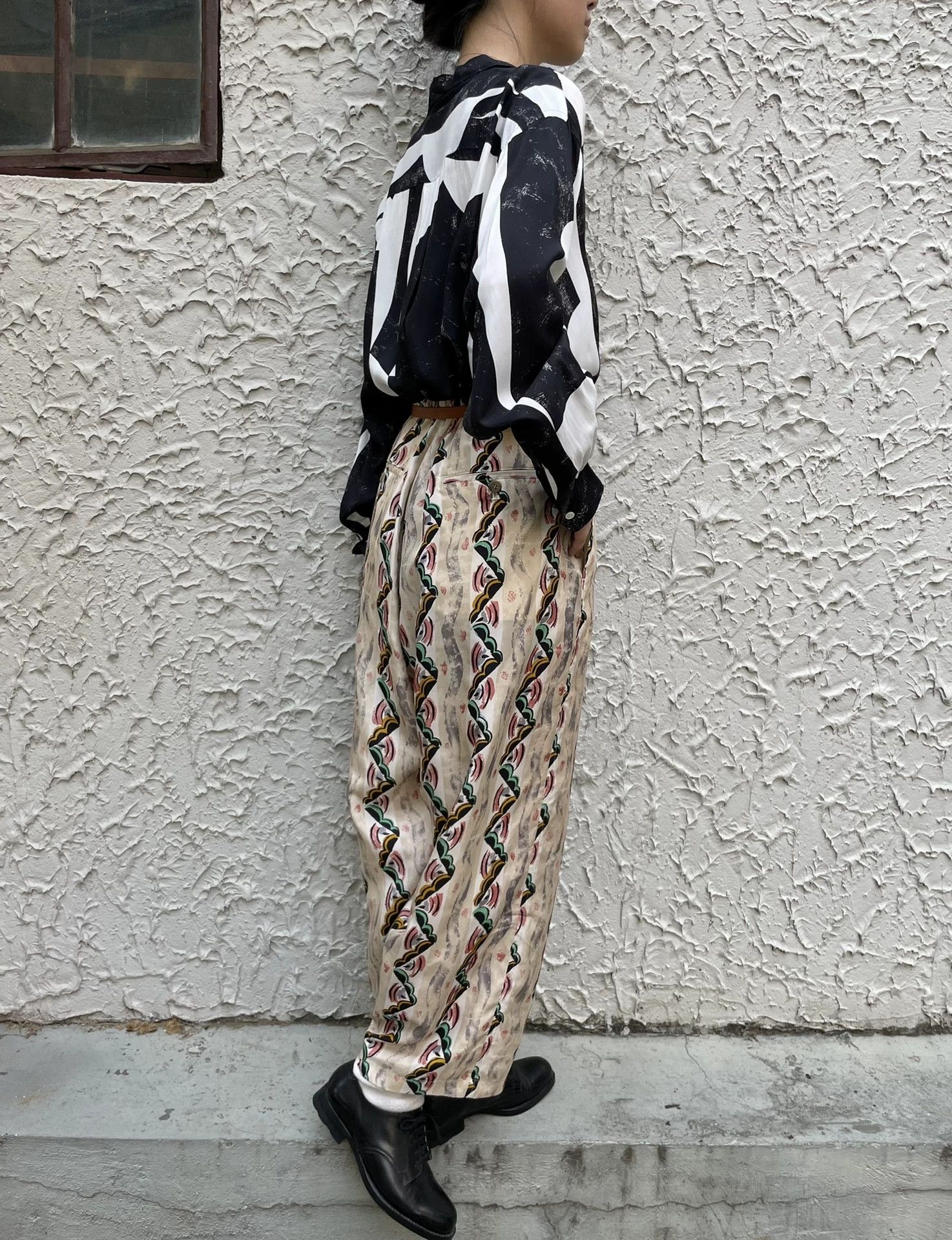 Comme des Garcons CDG HOMME 1985 Geometric B&W Rayon Shirt M-L Size US M / EU 48-50 / 2 - 5 Thumbnail