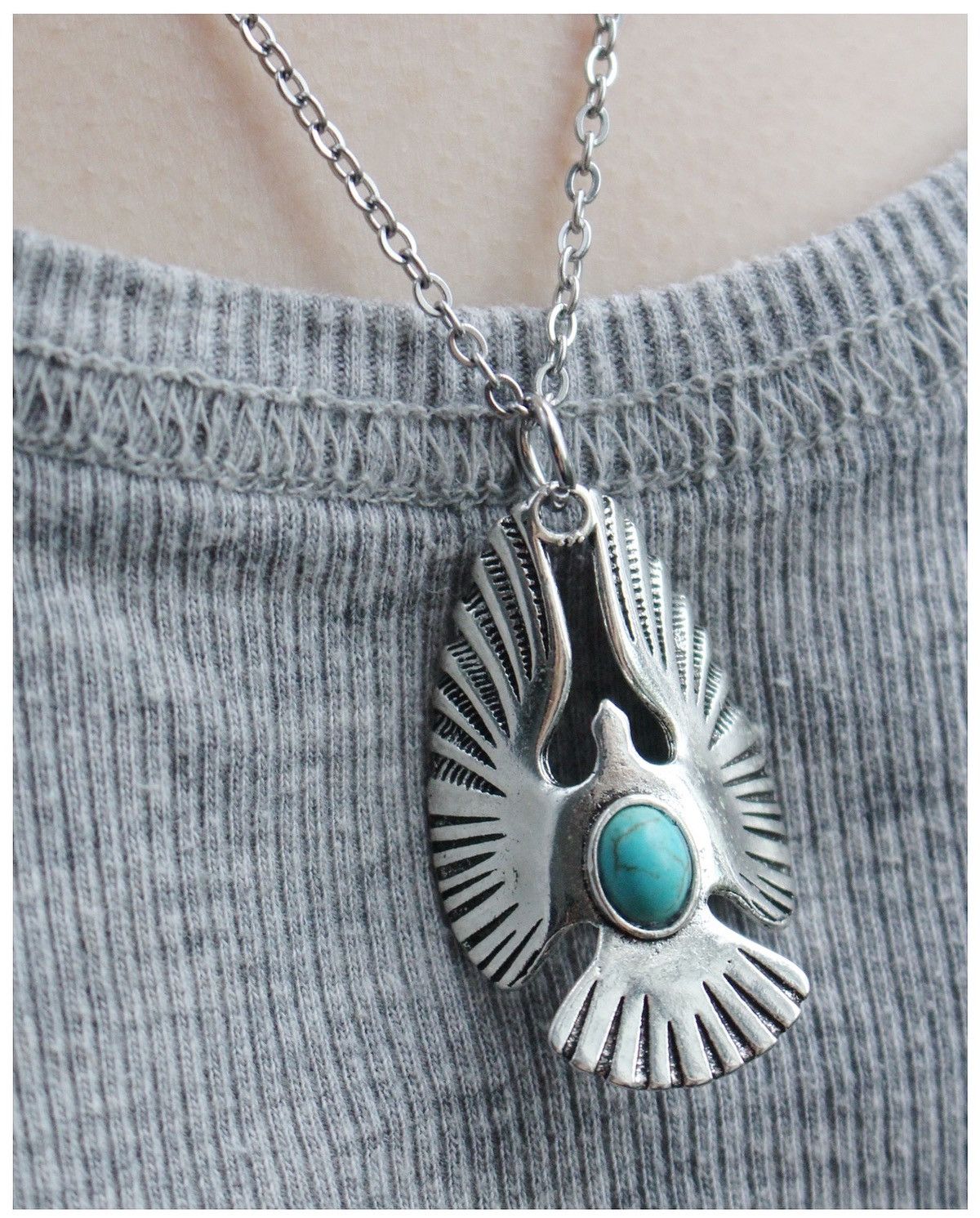 Vintage 2000S JAPANESE MADE THUNDERBIRD TURQUOISE NECKLACE Size ONE SIZE - 2 Thumbnail