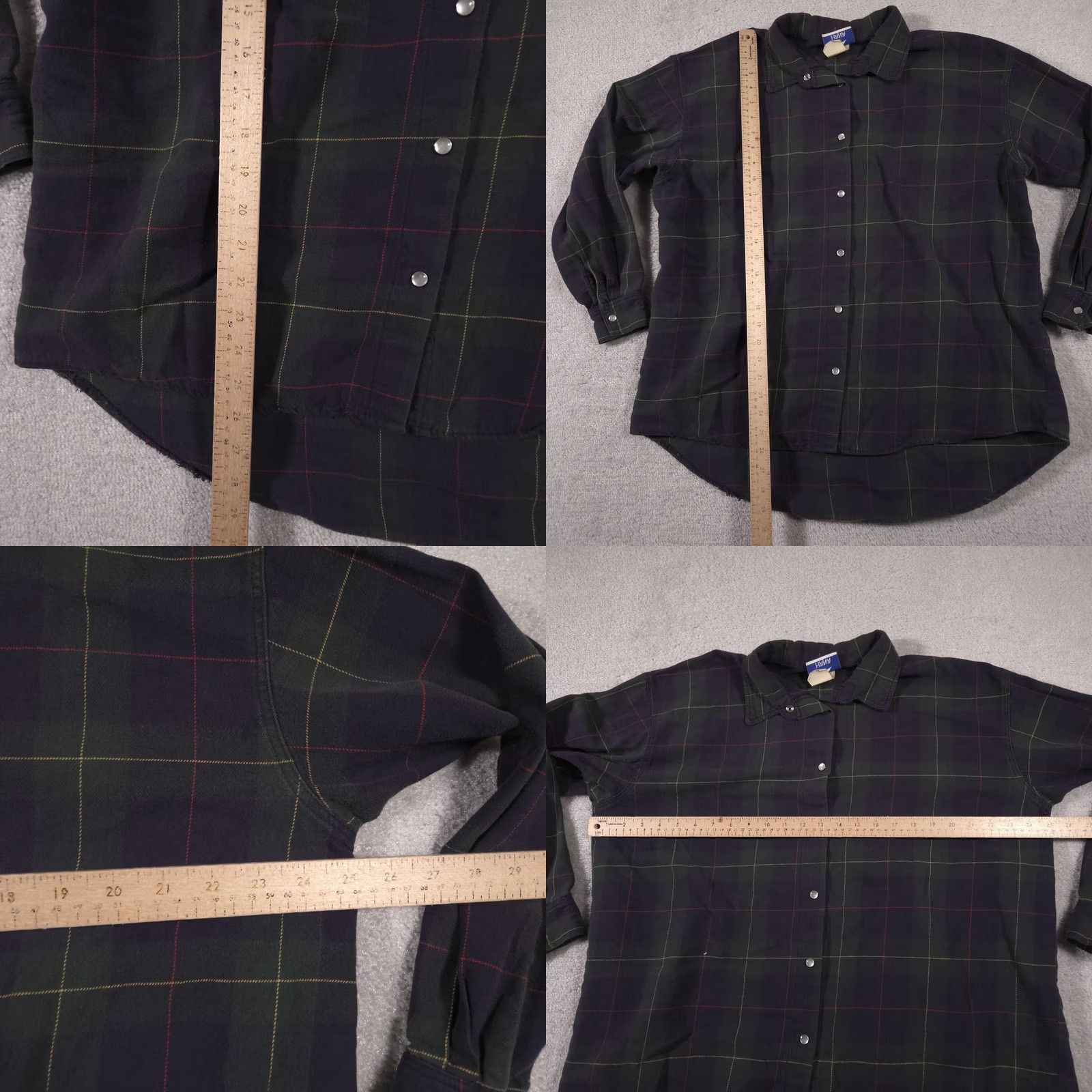 Vintage HANA Shirt Womens One Size Green Plaid Flannel Long Sleeve Pearl Snap Front Size ONE SIZE - 8 Thumbnail