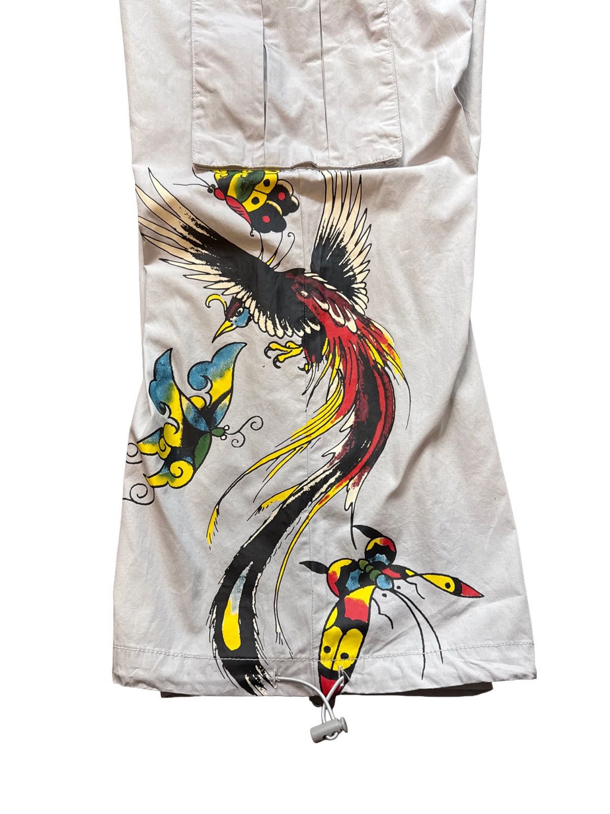 Ed Hardy Ed Hardy Butterflies Poplin Cargo Pants Light Grey LARGE Size 32" / US 10 / IT 46 - 6 Thumbnail