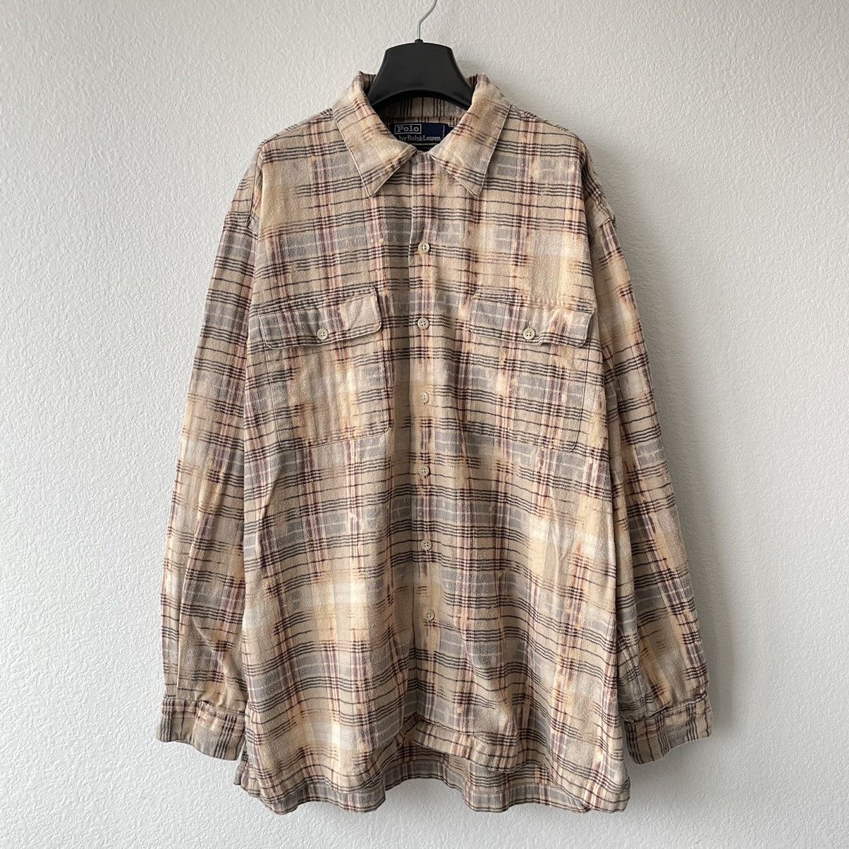 Polo Ralph Lauren × Vintage Vintage 90s Polo by Ralph Lauren Bleached Plaid Flannel Size US L / EU 52-54 / 3 - 1 Thumbnail