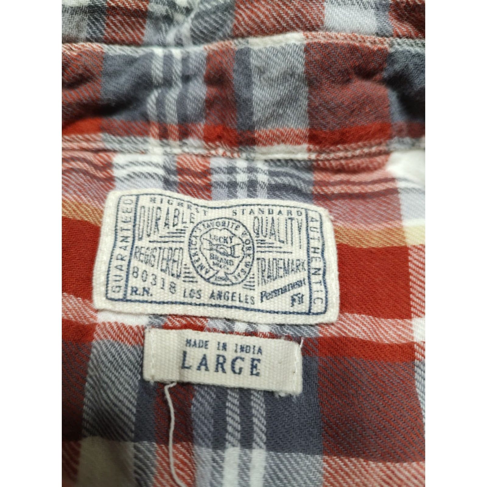 Lucky Brand Lucky Brand Shirt Mens Flannel Red Plaid Long Sleeve Button-Up 44 Chest L Large Classic Western Outdoor Mens Size US L / EU 52-54 / 3 - 4 Thumbnail