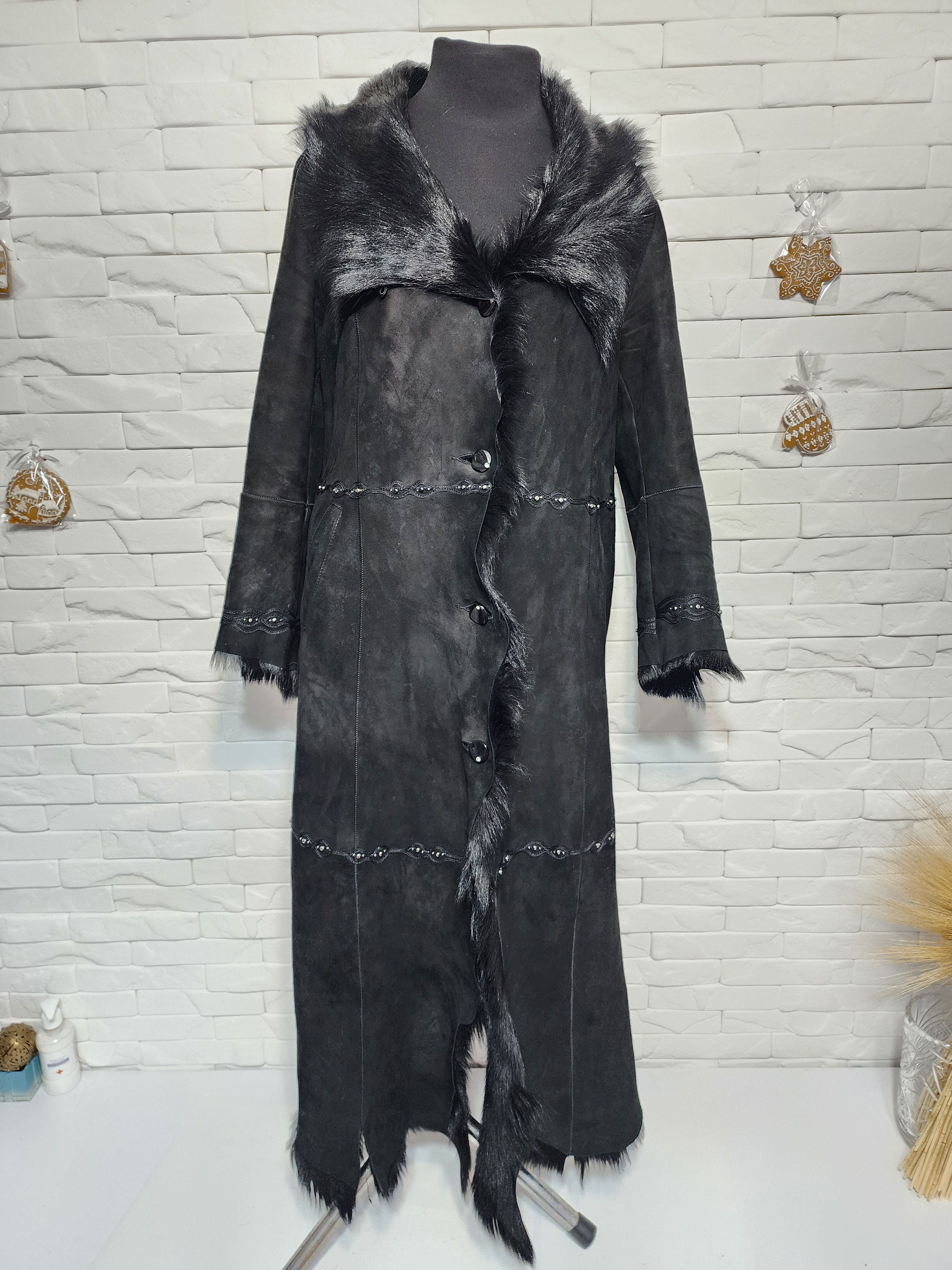 Furla Black Goat Fur Coat: Women's Fur Jacket, Button Front Size L / US 10 / IT 46 - 1 Thumbnail