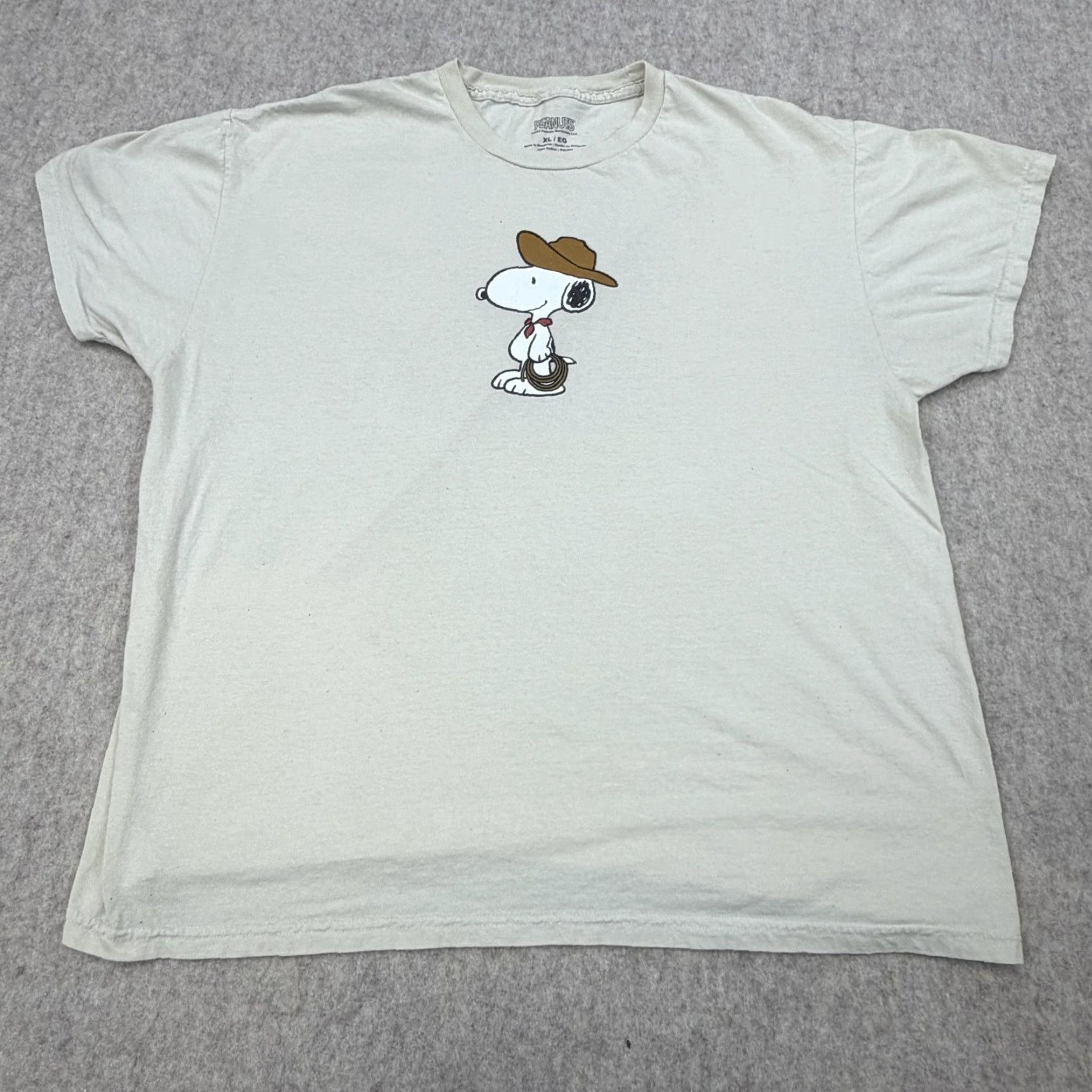 Peanuts Peanuts Snoopy Cowboy Shirt Mens XL White Western Cactus Double Sided Graphic T-Shirt Crew Neck Short Sleeve Graphic Print Cartoon Size US XL / EU 56 / 4 - 2 Thumbnail