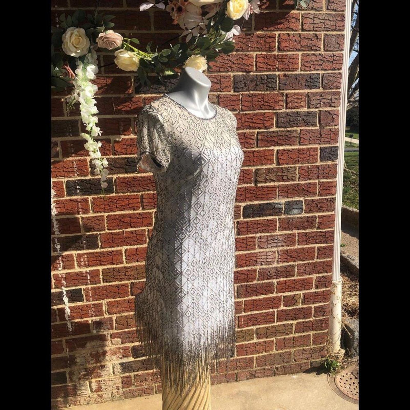 Other Flapper great gatsby French 1920 style beaded mid Dress gown Size S / US 4 / IT 40 - 2 Thumbnail
