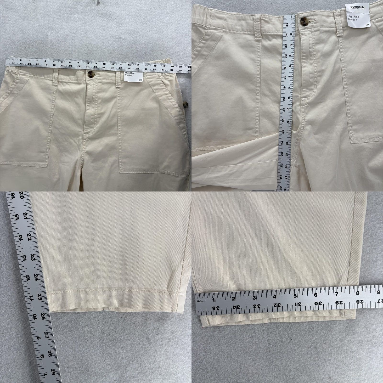 Vintage Sonoma Khaki Pants Womens 1X Beige Stretch Twill Elastic Waist Pockets NWT Casual Size 40" / US 18 - 8 Thumbnail