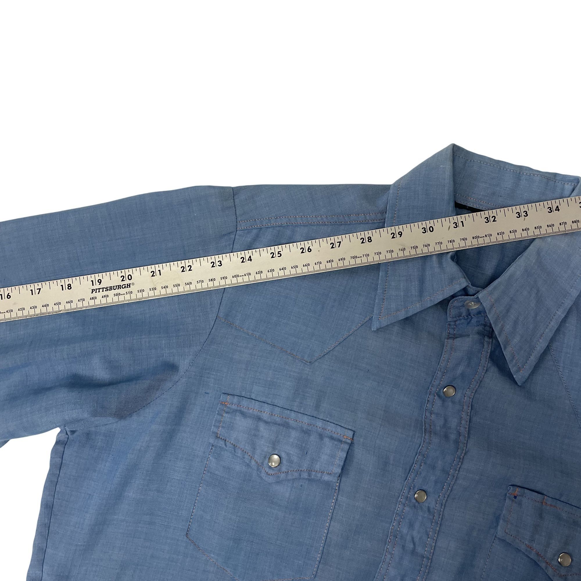 Other Vtg HIPPIE Cowboy Ultra Thin CHAMBRAY Western Pearl Snap Size US L / EU 52-54 / 3 - 6 Thumbnail