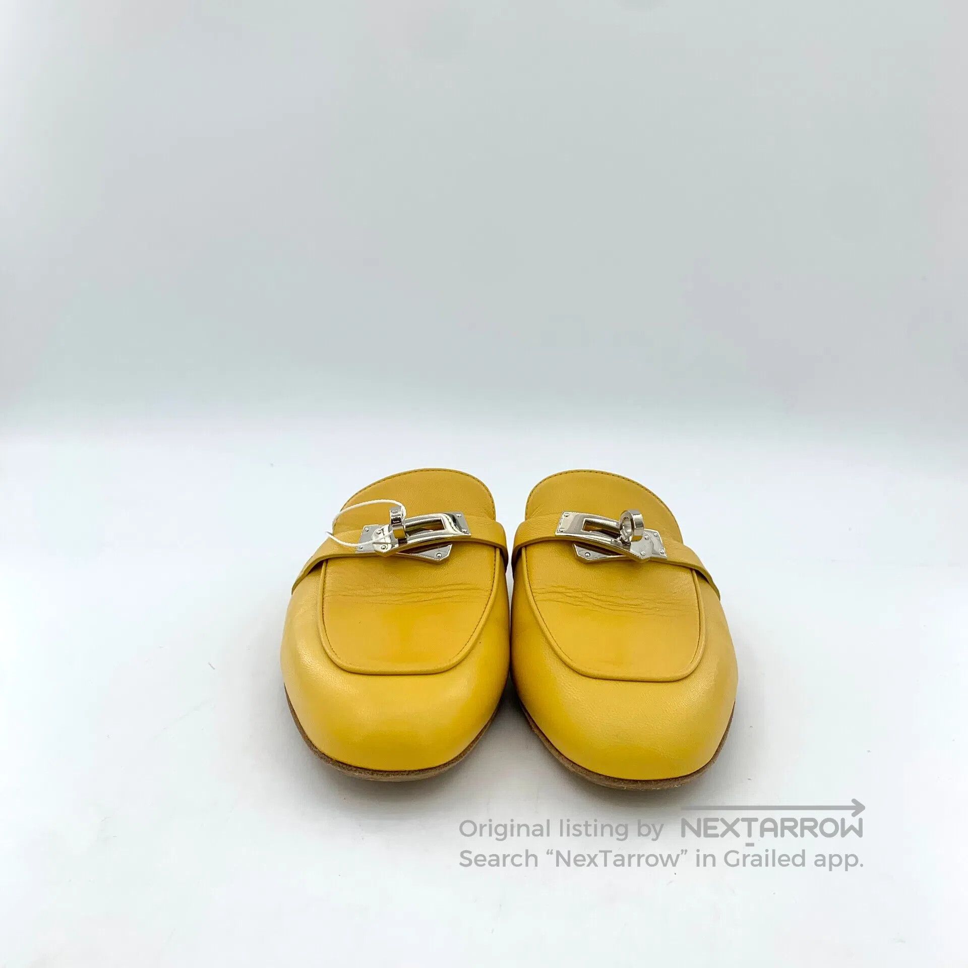 Hermes Hermes Yellow Round Toe Buckle Leather Mule Sandals| Size US 5.5 / IT 35.5 - 3 Thumbnail