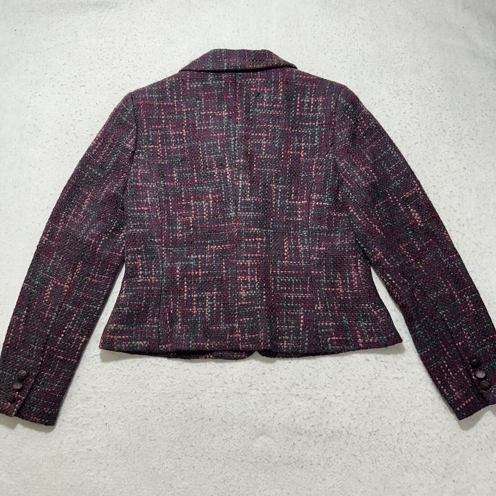 Other Kate Hill 6 Wool Blazer Purple Wooden Button Front Flower Size M / US 6-8 / IT 42-44 - 13 Thumbnail