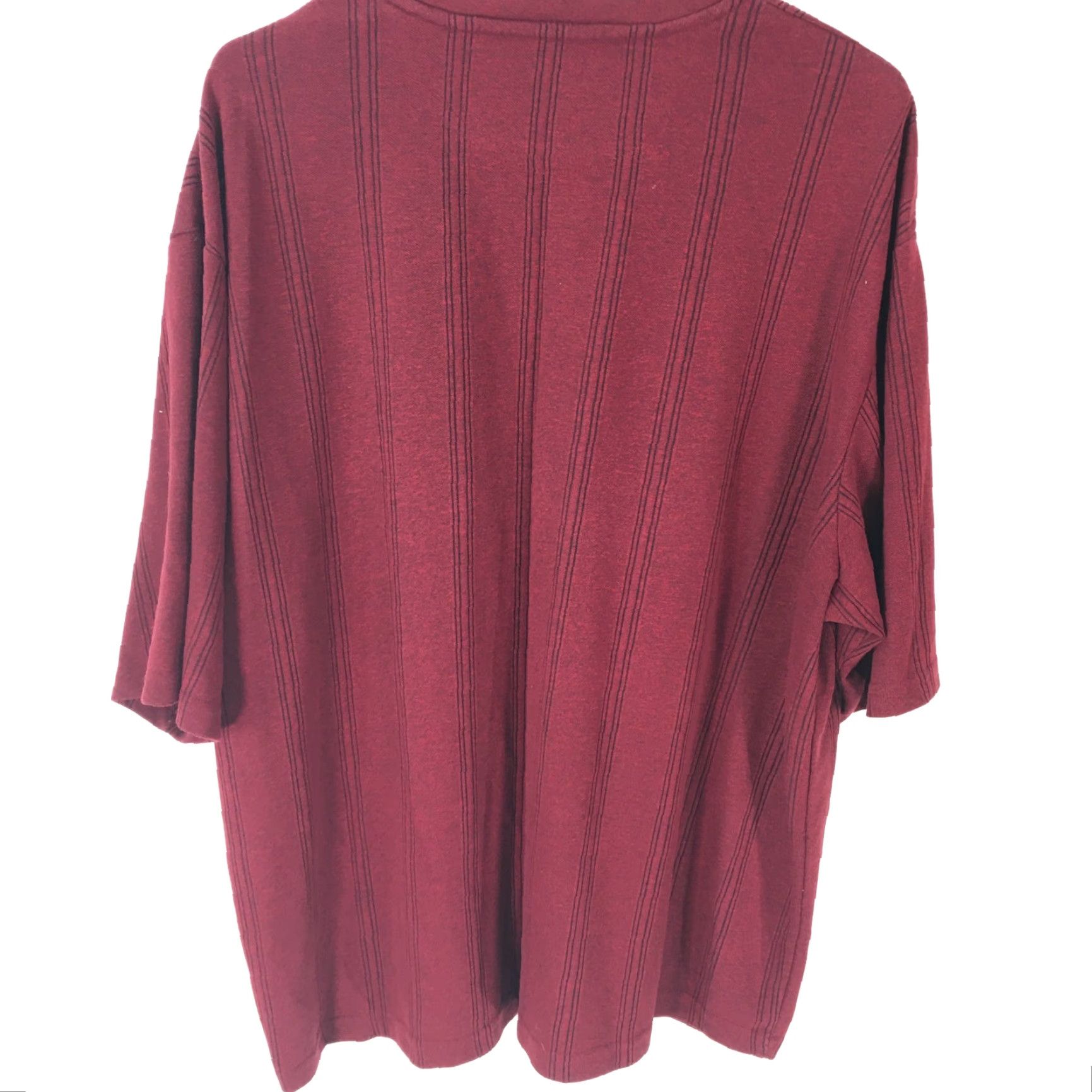 Vintage Consensus Mens T-Shirt Short Sleeve Striped Maroon XXL Pullover Crew Neck - Casual Size US XXL / EU 58 / 5 - 2 Thumbnail