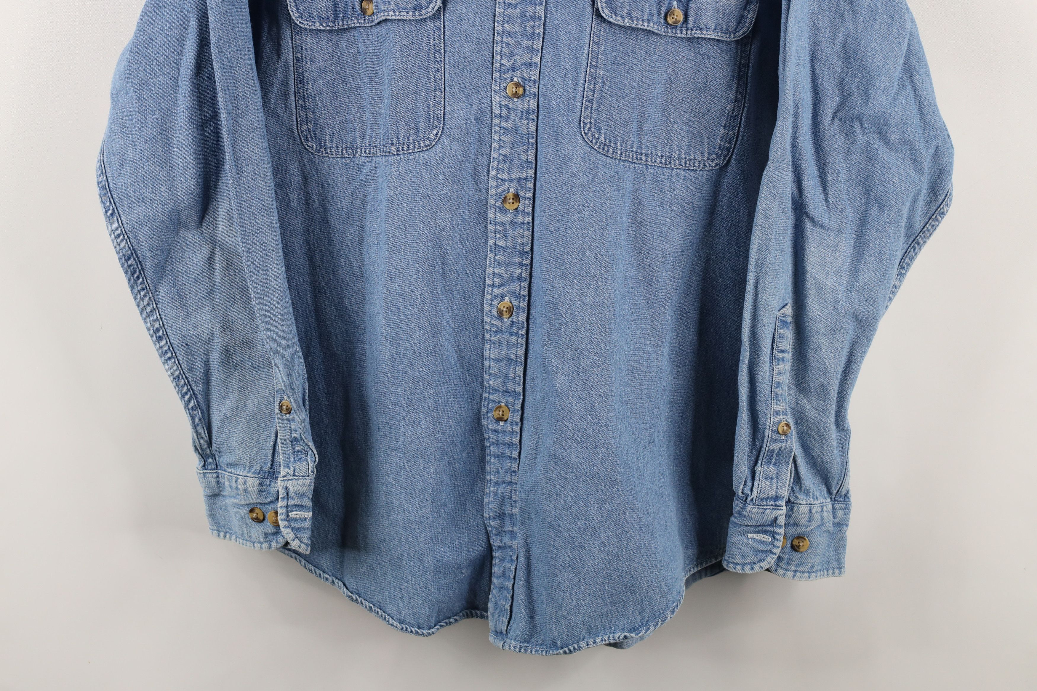 Vintage Vintage 90s Streetwear Jean Button Down Shirt Blue Indigo Size US L / EU 52-54 / 3 - 3 Thumbnail