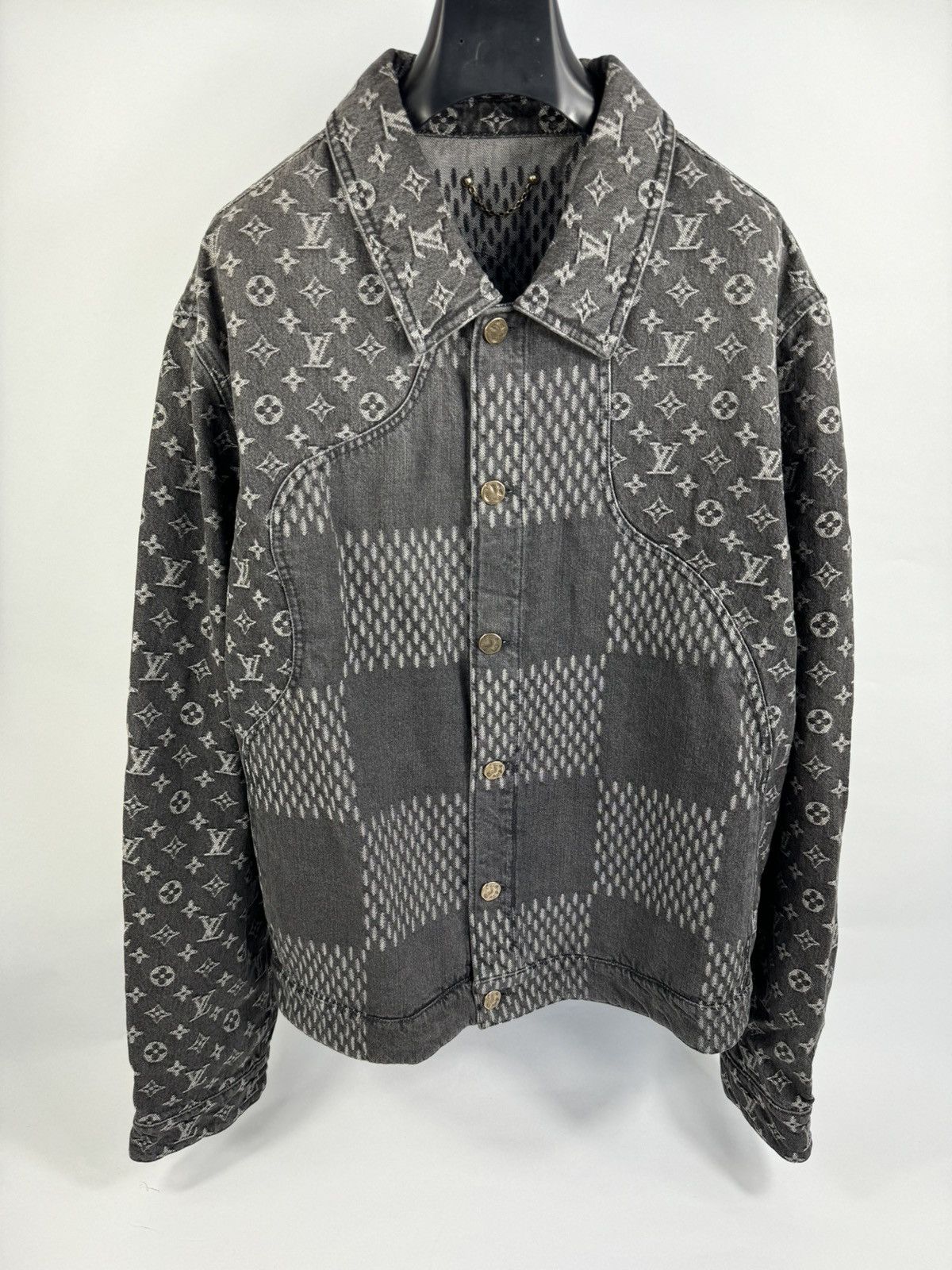 image of Louis Vuitton x Nigo Monogram Blue Denim Jacket Size: 58 in Grey, Men's (Size 2XL)