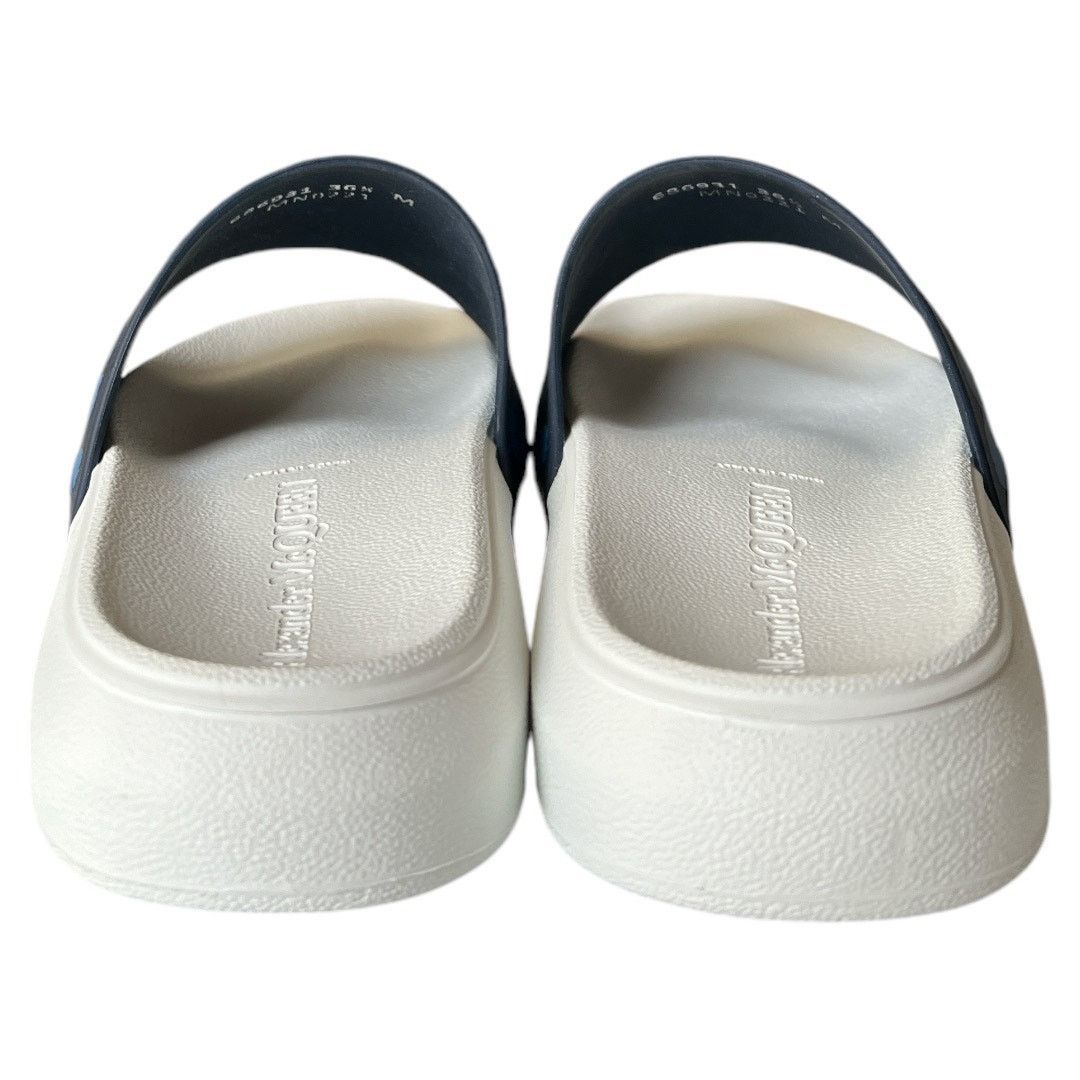 Alexander McQueen ALEXANDER MCQUEEN Navy Debossed Slide Sandals IT36.5/US6.5 Size US 6.5 / IT 36.5 - 10 Thumbnail