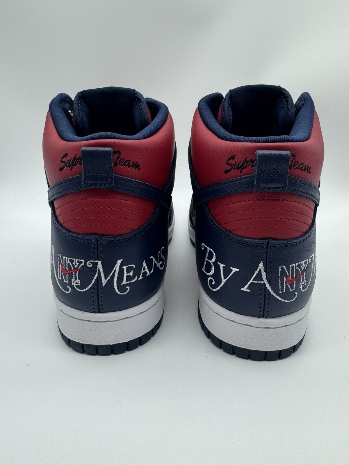 Nike × Supreme Nike Dunk SB High X Supreme ‘By Any Means’ Red Navy Size US 9 / EU 42 - 5 Thumbnail