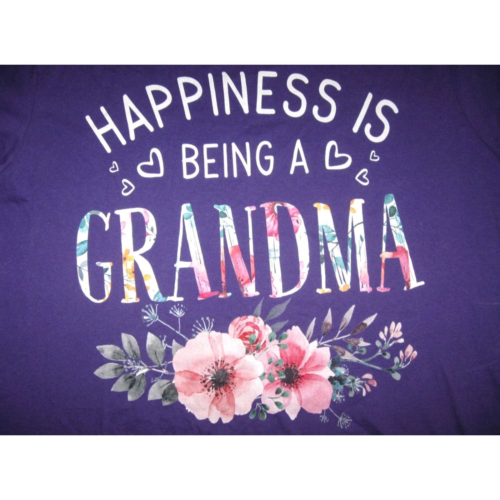 Vintage HAPPINESS IS Being A Grandma T Shirt XL Women's Purple Graphic Tee Family Cute Ladies Shirt Girls Womens Size XL / US 12-14 / IT 48-50 - 3 Thumbnail