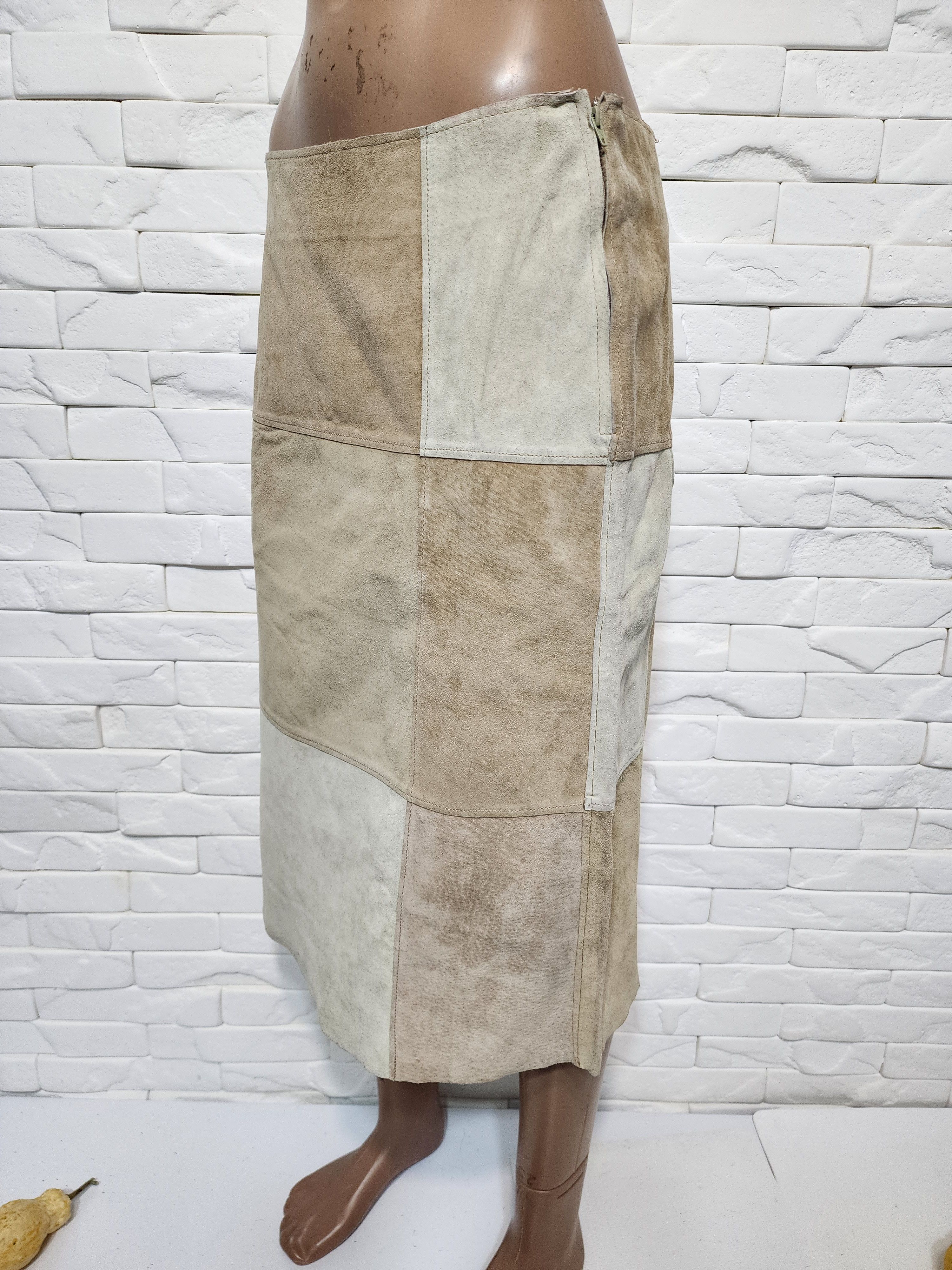 Genuine Leather Brown Suede Leather Skirt: 30" Waist Size 30" / US 8 / IT 44 - 2 Thumbnail