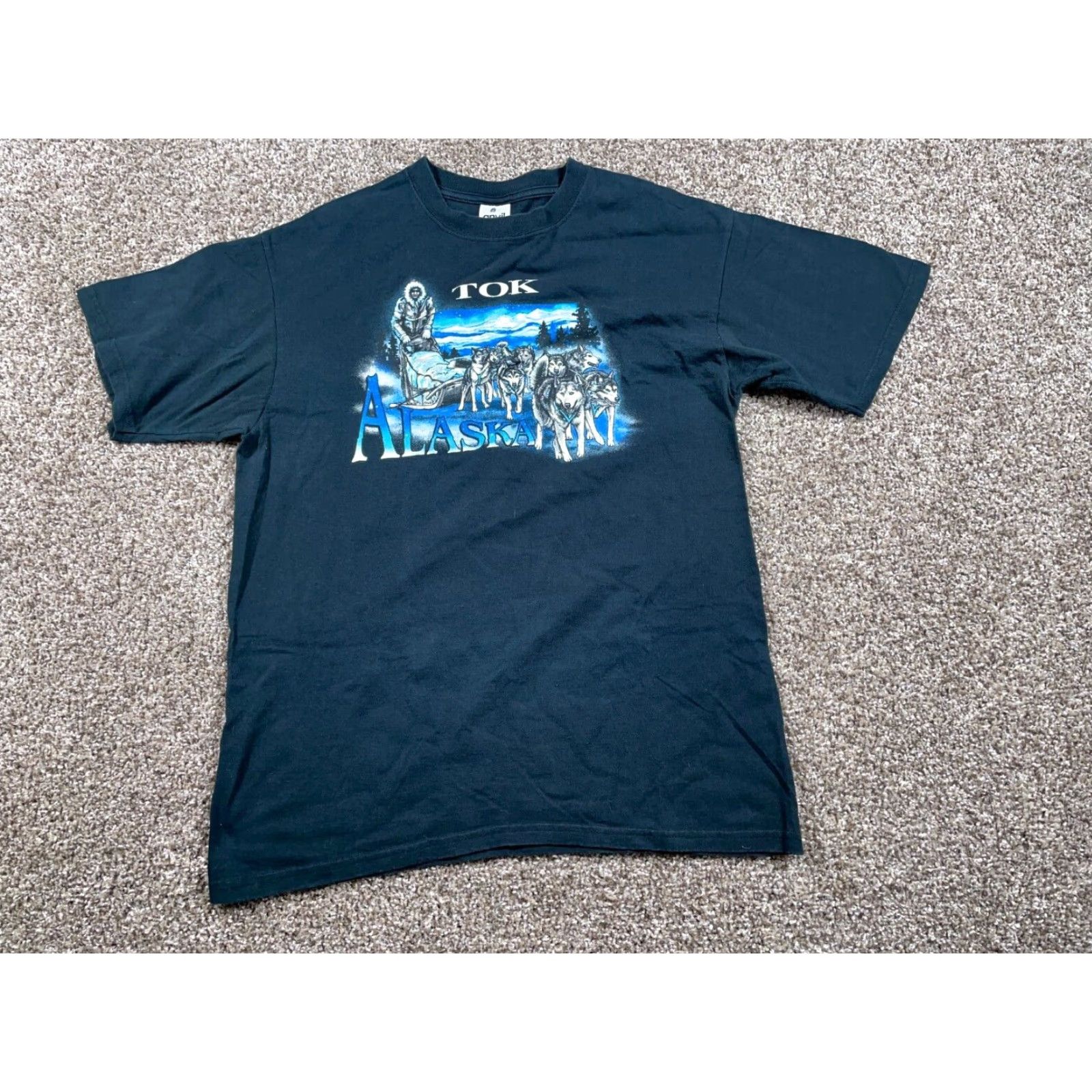 Anvil Vintage Tok Alaska Dog Sled T-Shirt Men Large Black Outdoor Nature Logo Graphic 90s Size US L / EU 52-54 / 3 - 2 Thumbnail