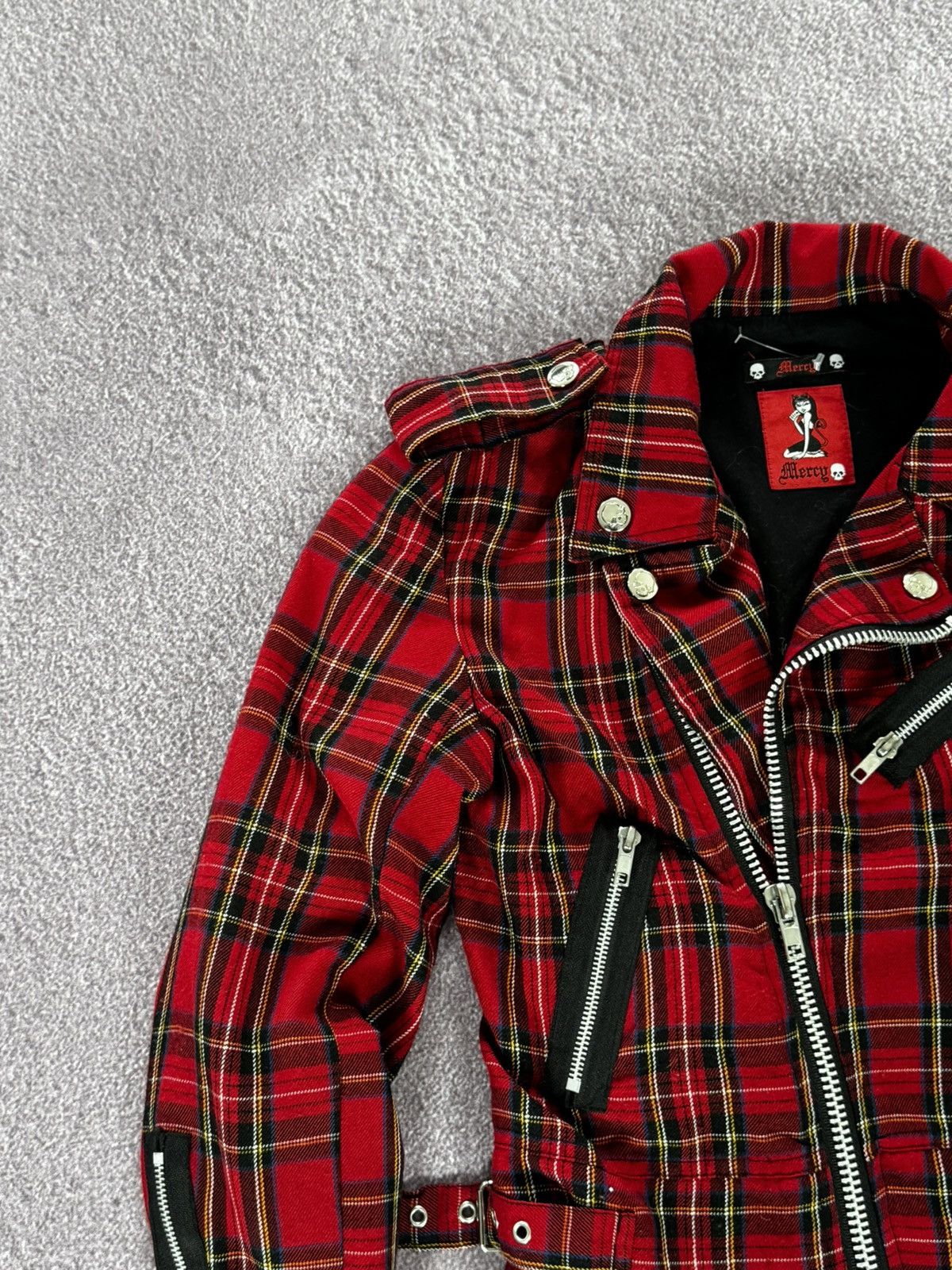 Japanese Brand Mercy Y2K Gothic Plaid Biker Checked Jacket Size M / US 6-8 / IT 42-44 - 5 Thumbnail