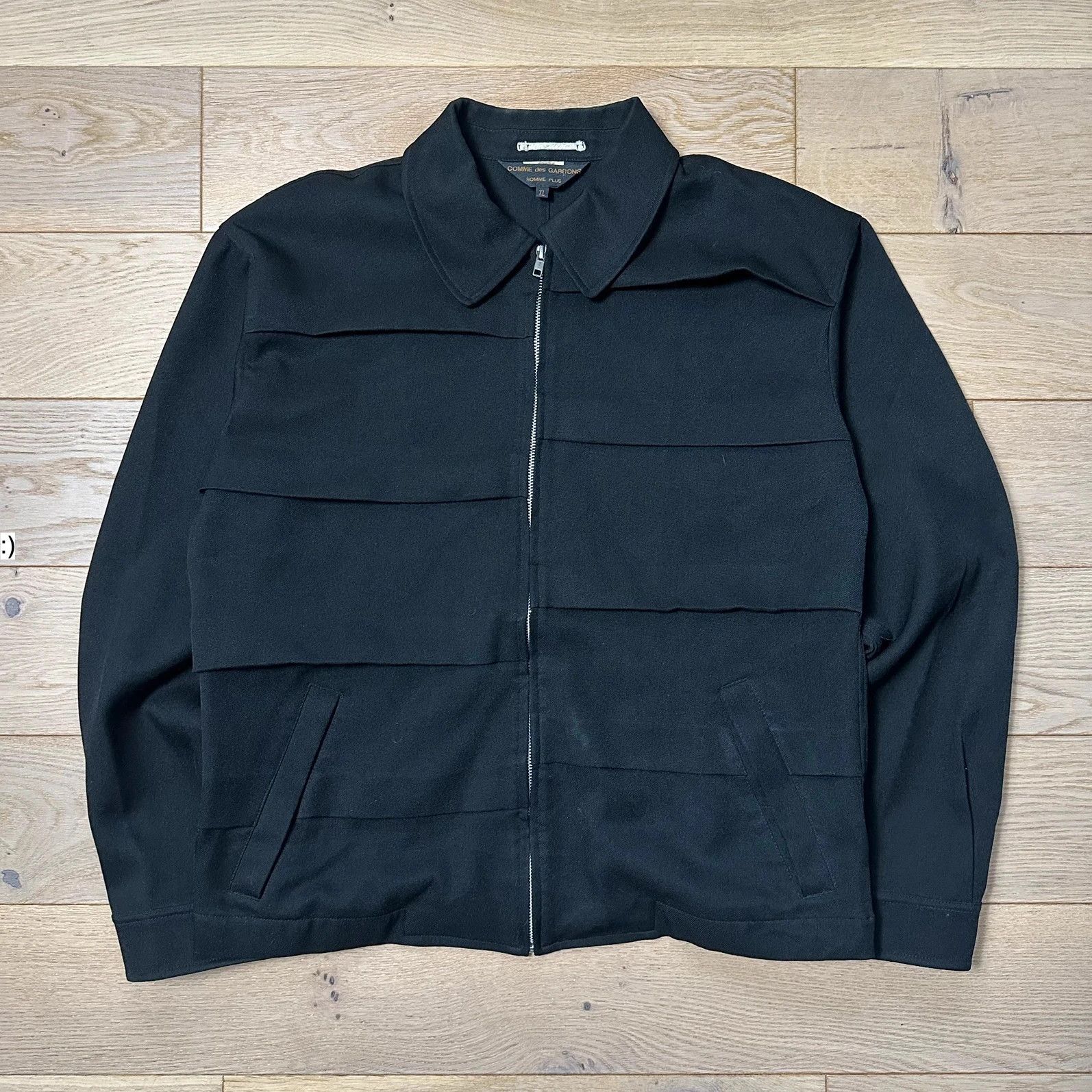 Jacket CDG Homme Plus Garment Treated Layered Zip Black SS19