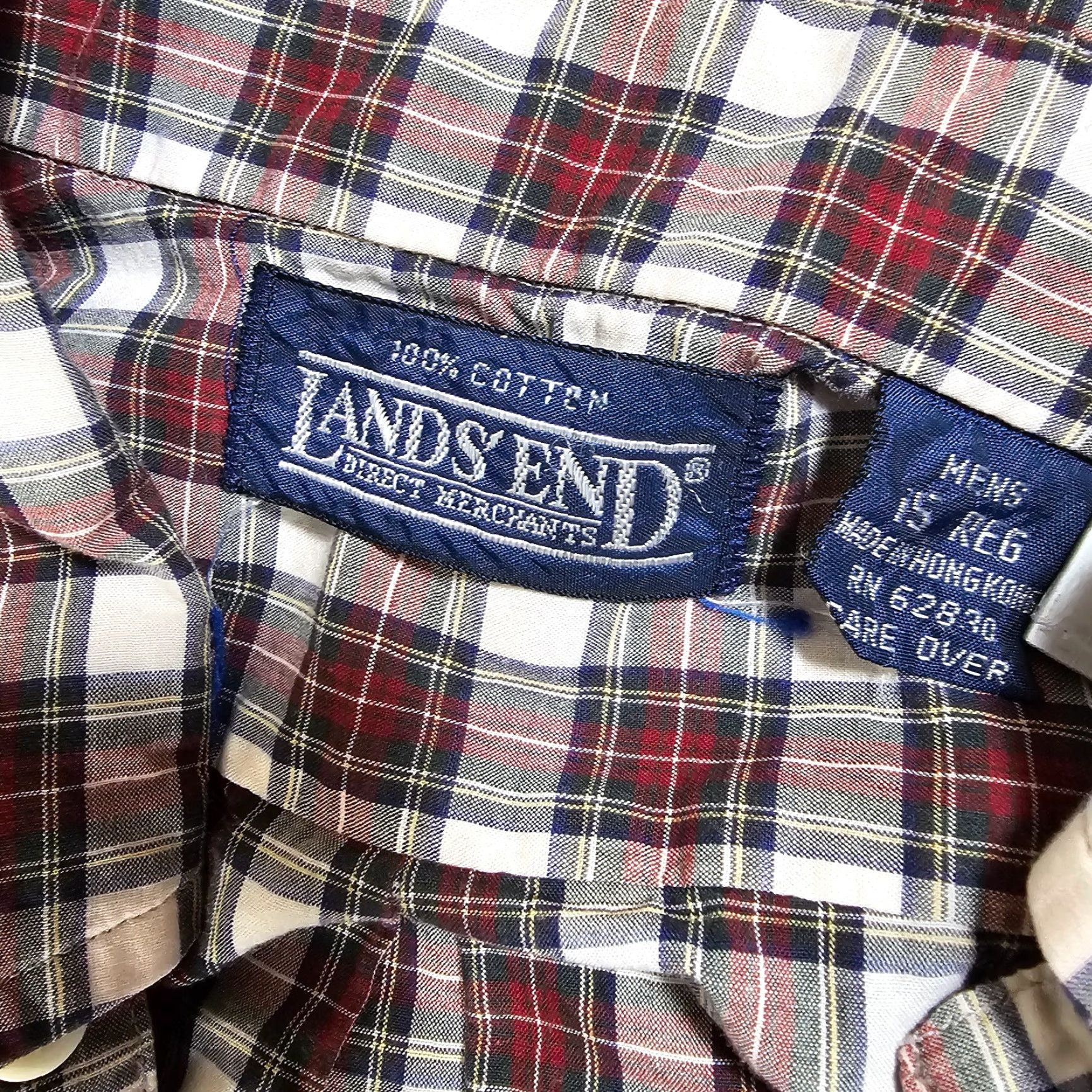 Lands' End VINTAGE Lands' End Shirt Mens 15 Reg Red Plaid Button Up Egyptian Cotton Long Slv Size US M / EU 48-50 / 2 - 2 Thumbnail