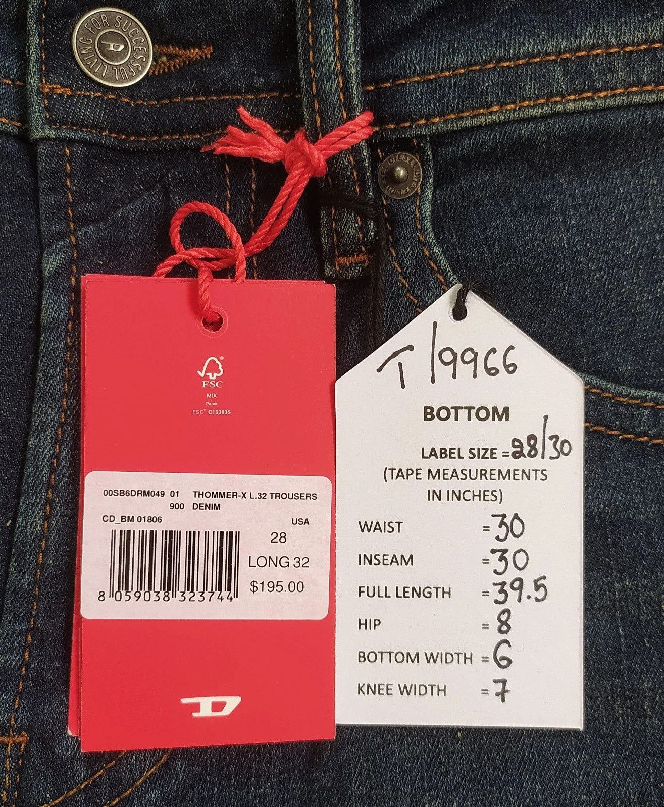 Diesel Diesel THOMMER-X-RM049 Men's Jean T 9966 Size US 28 / EU 44 - 10 Thumbnail