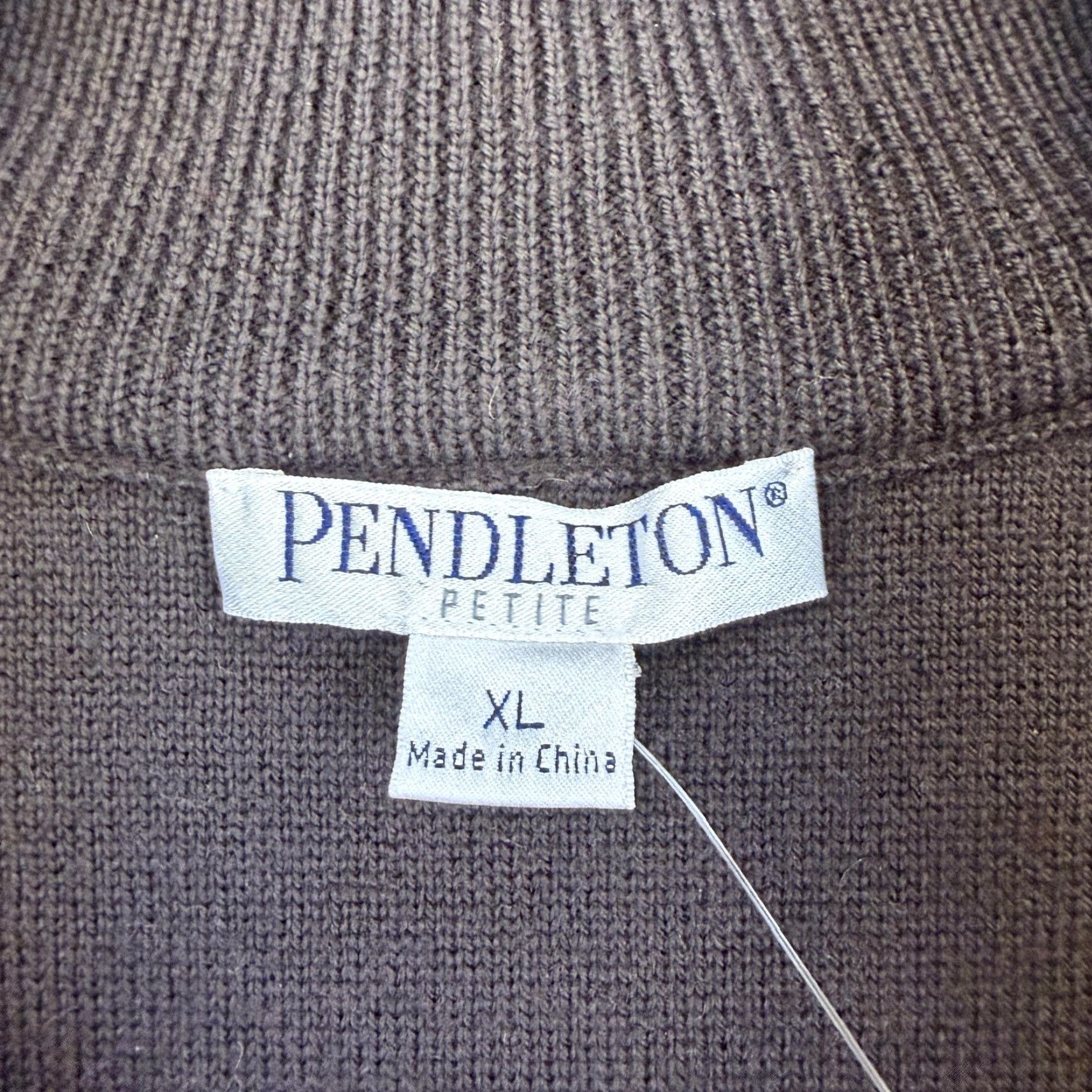 Pendleton Pendleton Sweater Womens XL Petite Brown Black Houndstooth Merino Wool Zip Mock Neck Full Zip Reversible Knitting Knit Wool Blend Nylon Size XL / US 12-14 / IT 48-50 - 6 Thumbnail