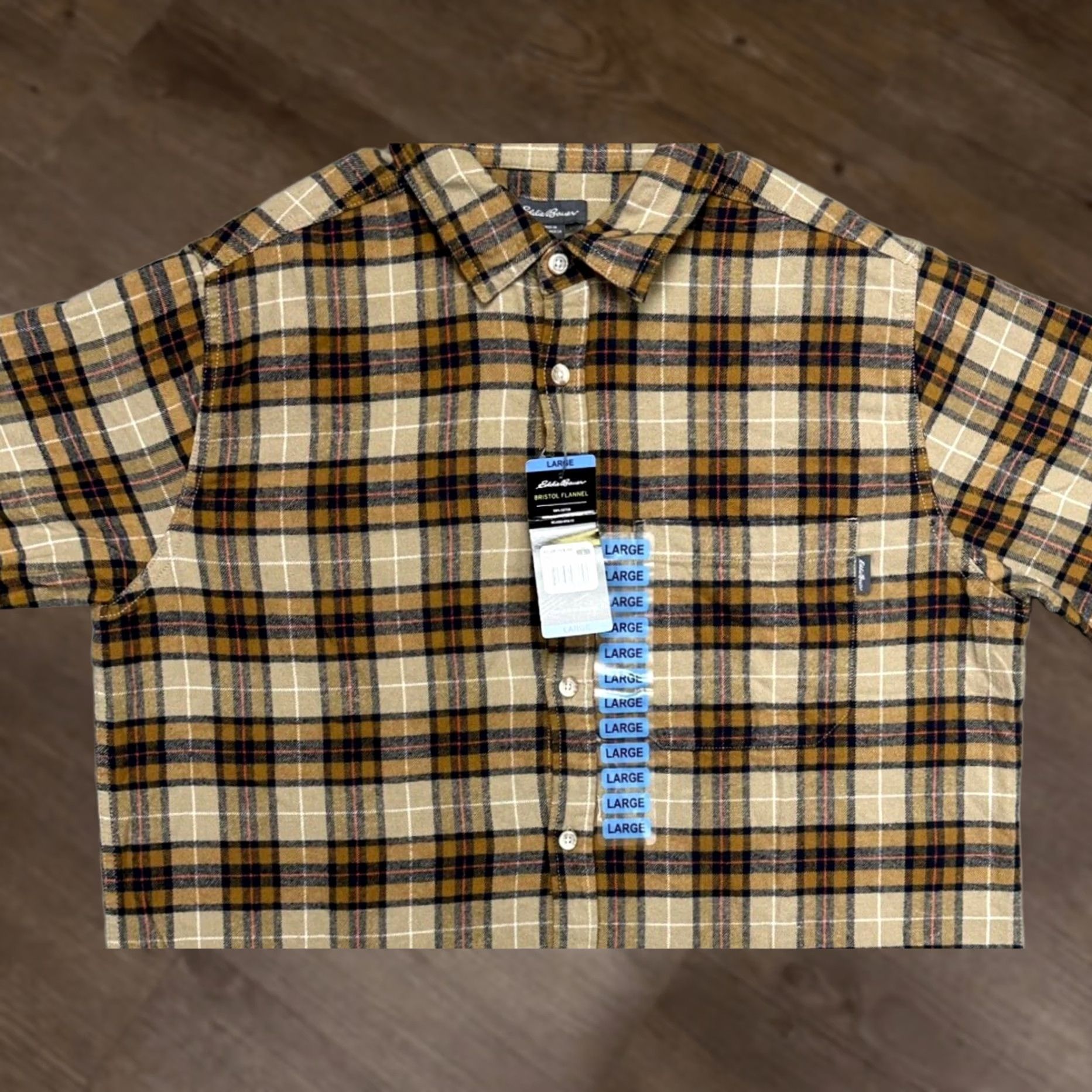 Eddie Bauer VINTAGE Eddie Bauer Shirt Mens Large Tan Plaid Bristol Flannel Button Up Long Sleeve NEW Size US L / EU 52-54 / 3 - 1 Thumbnail