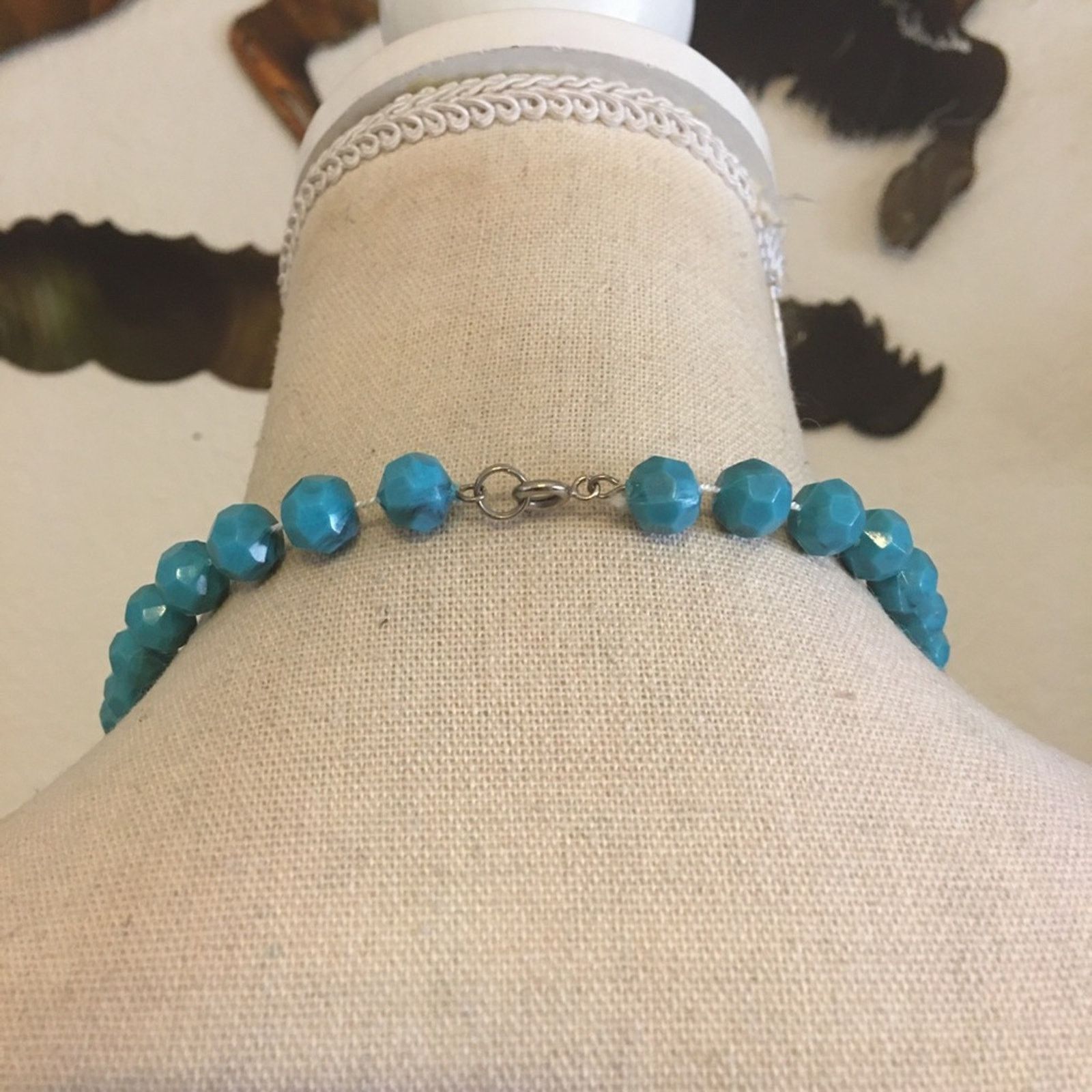 Vintage Vintage turquoise faceted marble bead necklace Size ONE SIZE - 4 Thumbnail