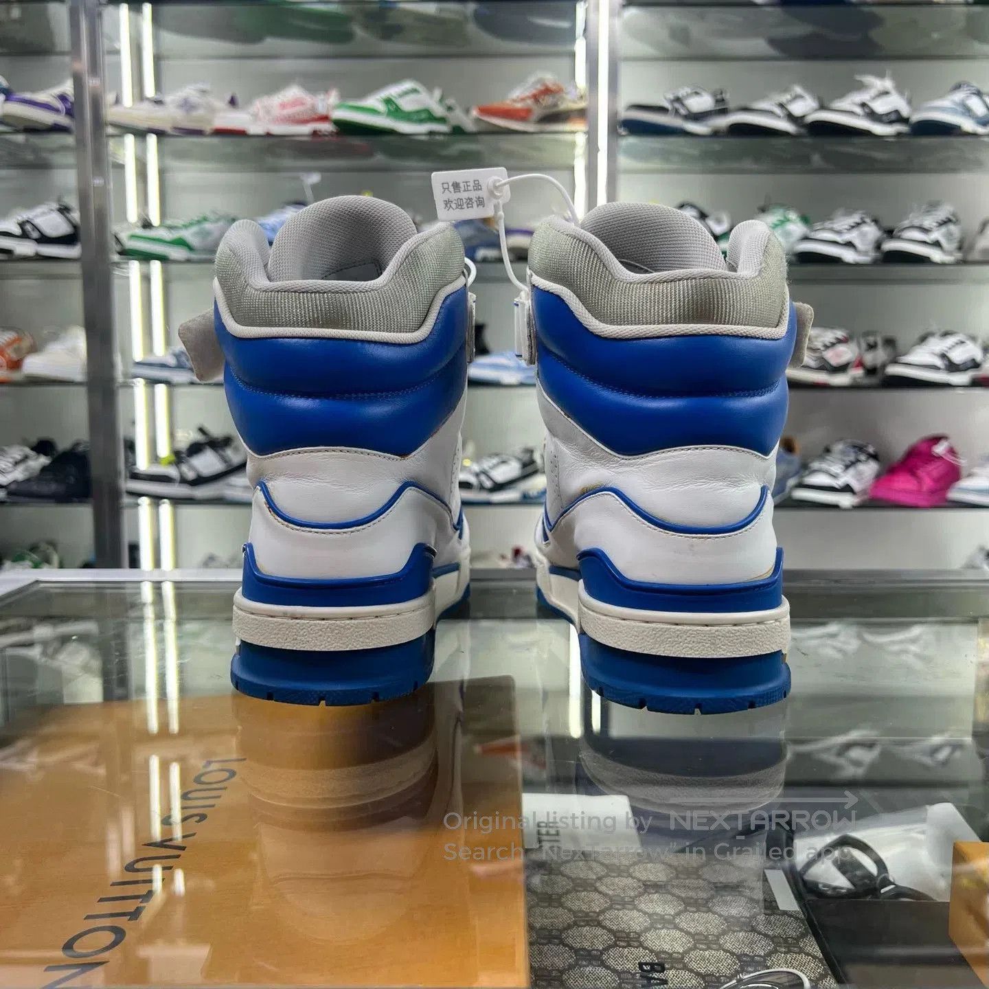 Louis Vuitton lv trainer high top white blue sneakers. Size US 8 / EU 41 - 5 Thumbnail