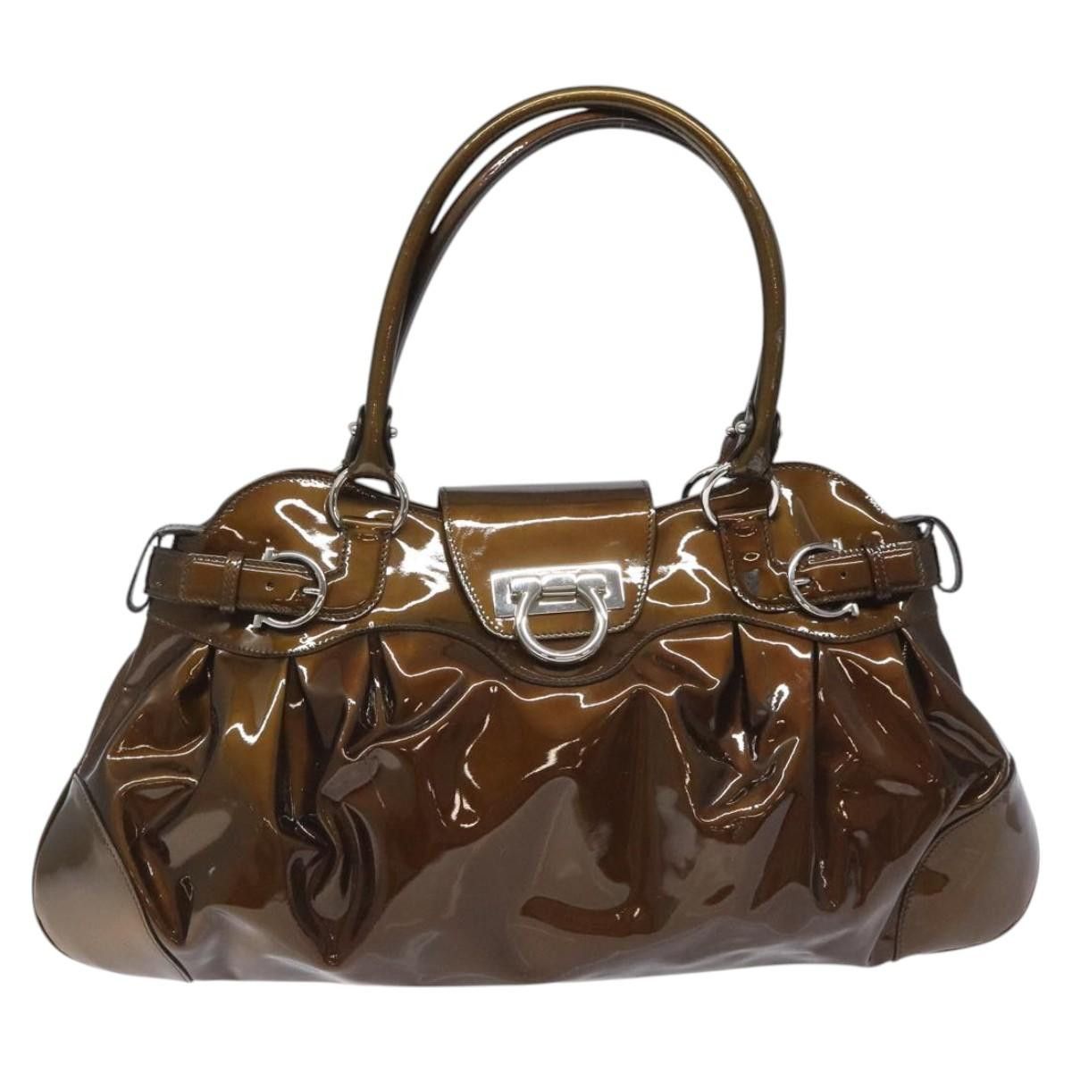 Salvatore Ferragamo Marisa Brown Patent Leather Shoulder Bag (Pre-Owned) Size ONE SIZE - 1 Thumbnail