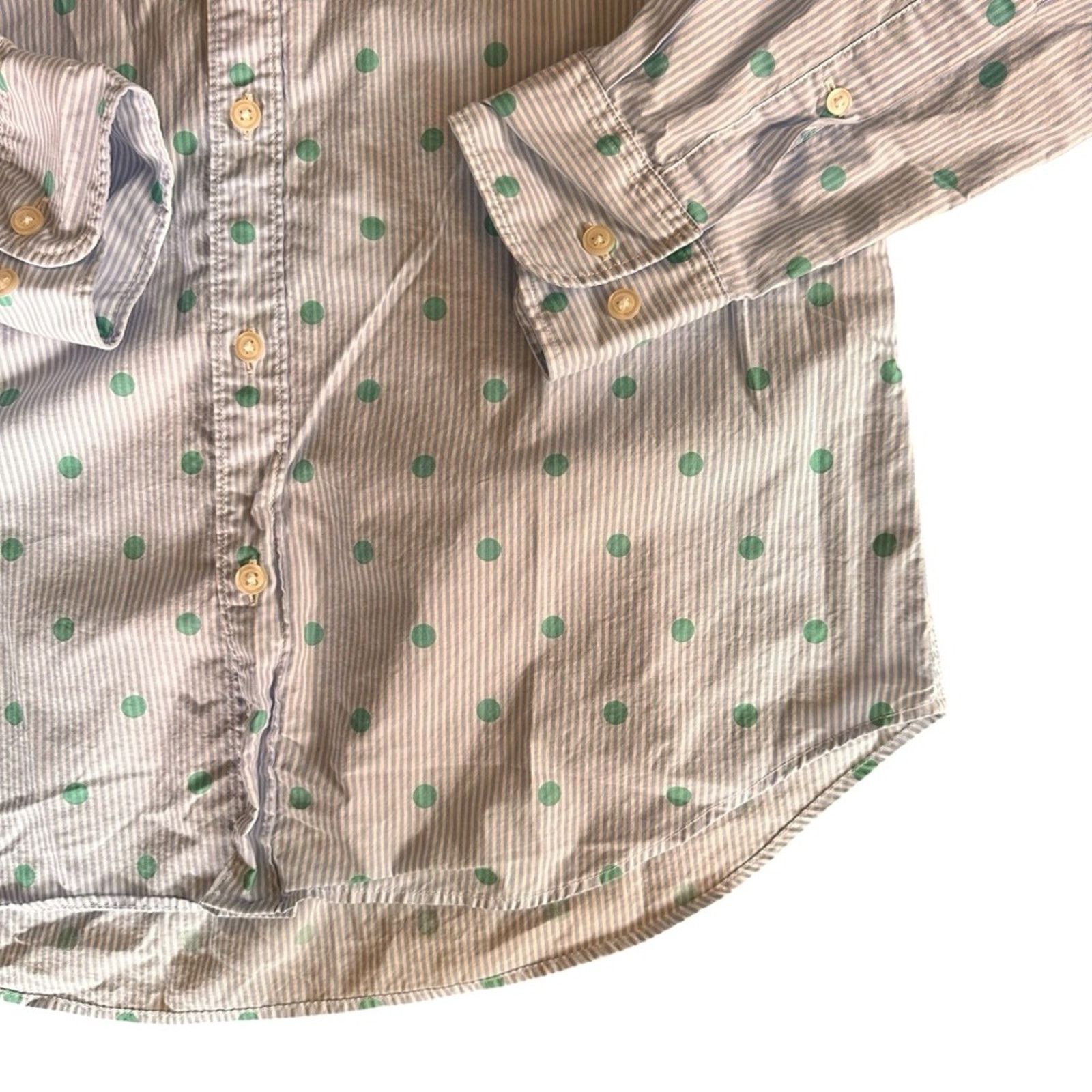 Bonobos Bonobos Slim Fit Cotton Blue Stripe & Green Dot Button-Up Size US M / EU 48-50 / 2 - 3 Thumbnail