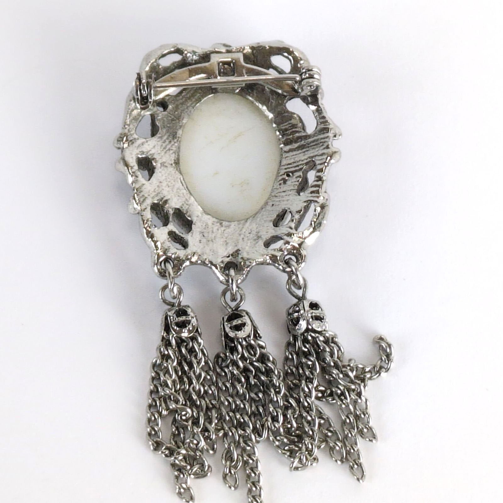 Vintage Vintage Victorian Revival Rose Cameo Brooch Pin with Tassels Size ONE SIZE - 9 Thumbnail