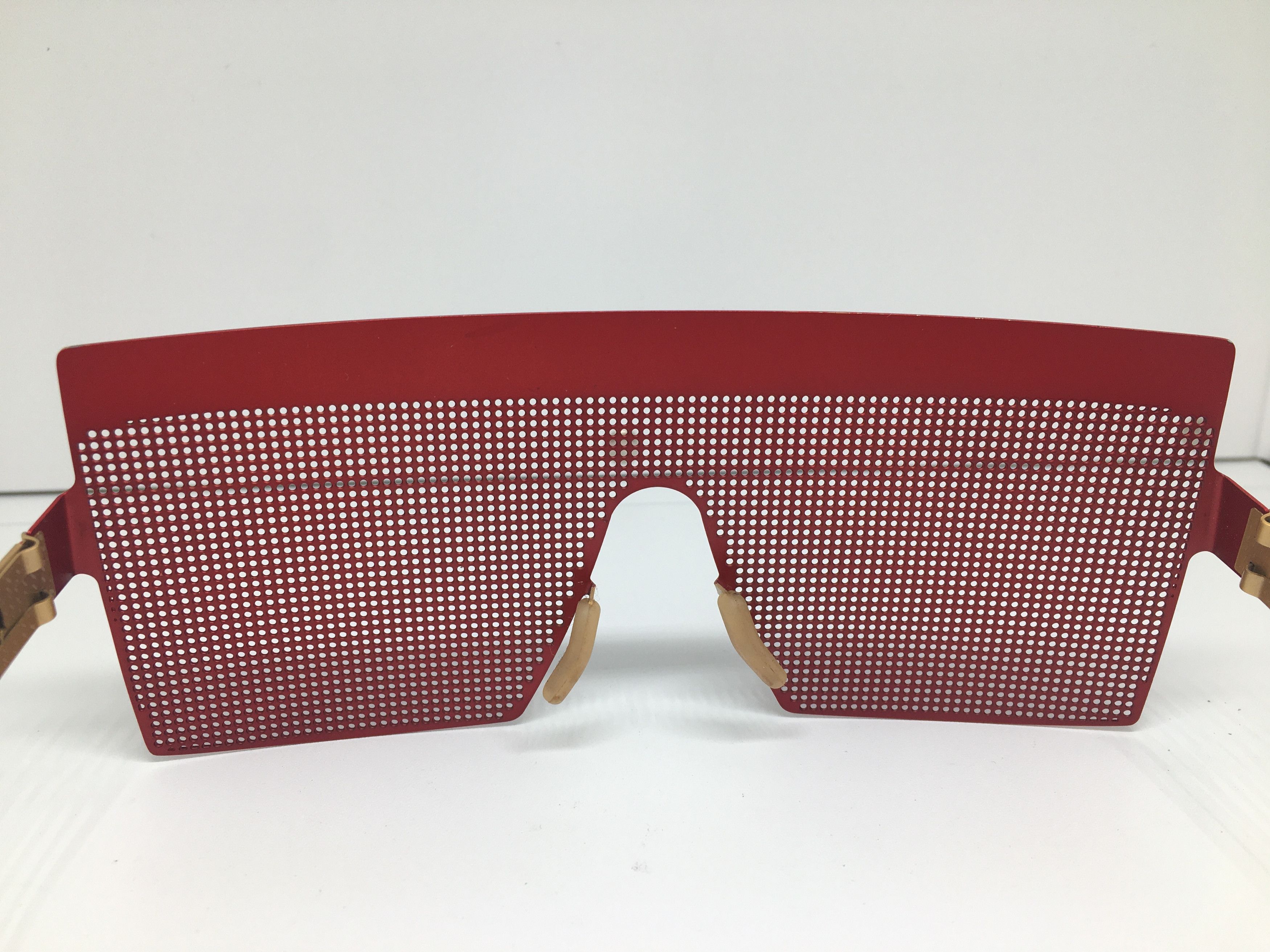Ic! Berlin IC Berlin OP Art Pinhole Red Shield Runway Show Sunglasses Size ONE SIZE - 5 Thumbnail