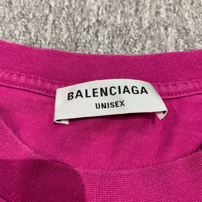 Balenciaga Pink water-wash distressed ink short-sleeve