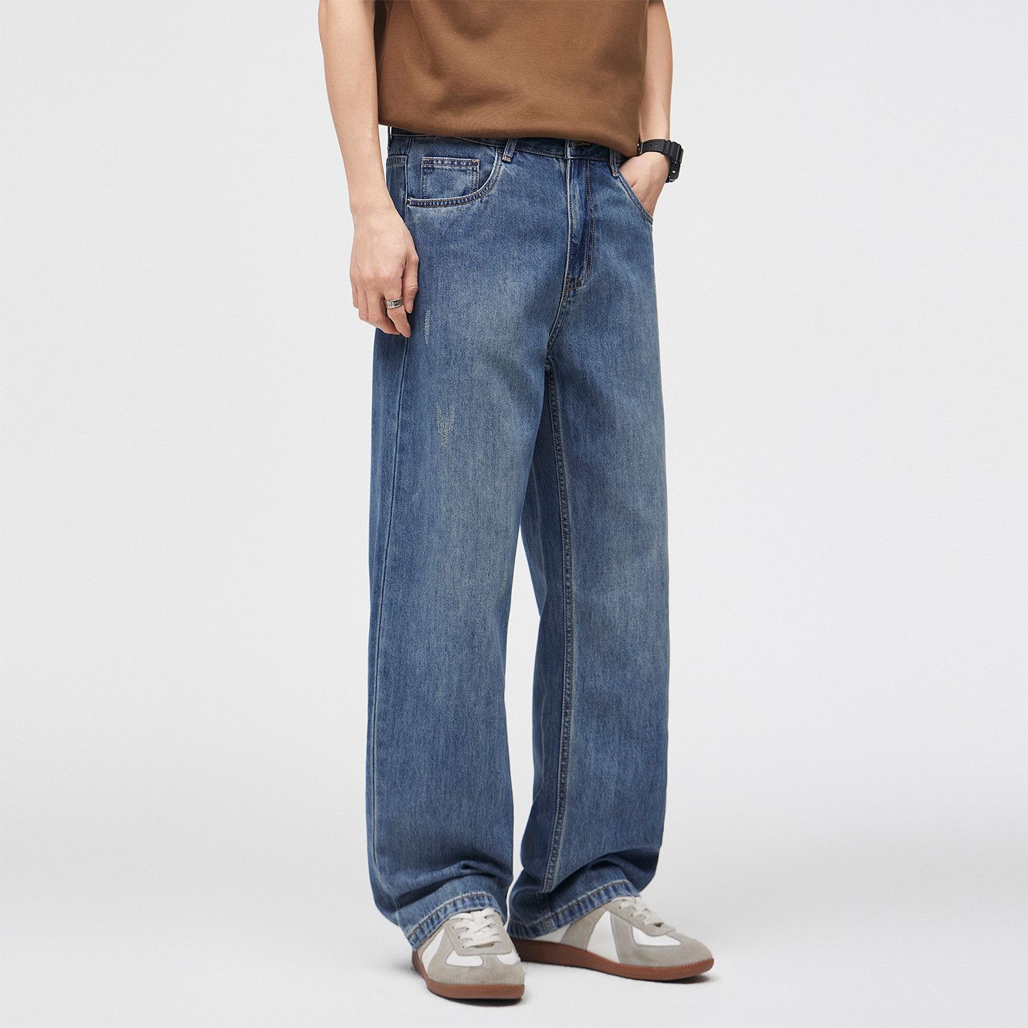 Jean Men's American-style washed loose straight leg jeans Size US 32 / EU 48 - 3 Thumbnail