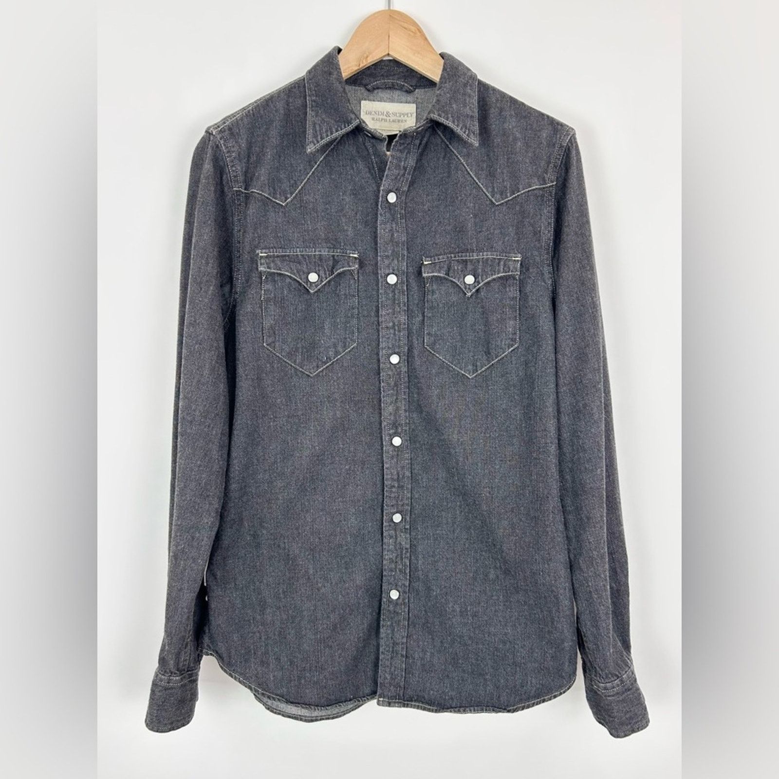 Denim & Supply Ralph Lauren Denim & Supply Western Pearl Snap Button Down Black Denim Size US S / EU 44-46 / 1 - 1 Thumbnail