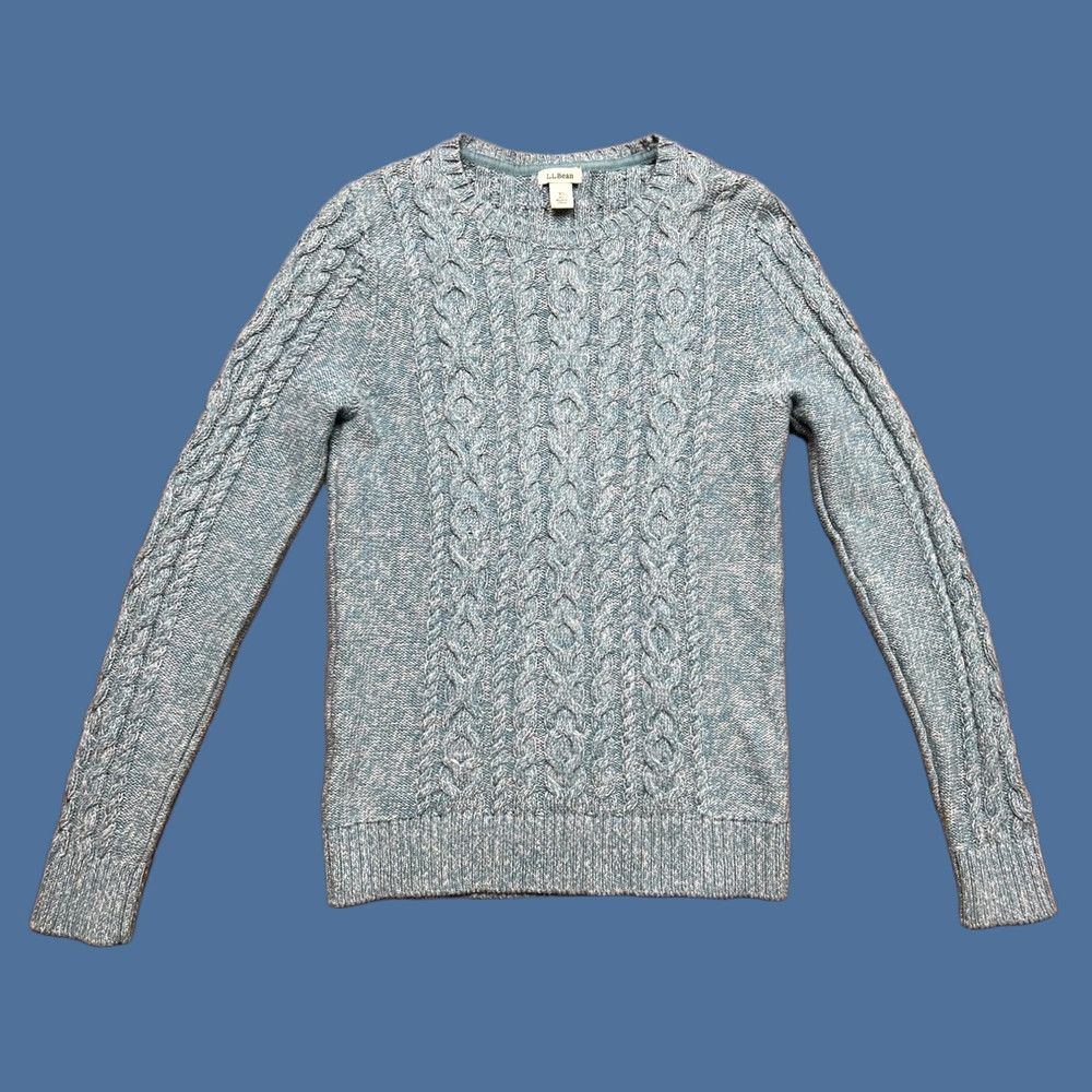 Vintage VINTAGE LL Bean Cable Knit Fisherman Sweater Womens XS Crewneck Teal Gray Cotton Size XS / US 0-2 / IT 36-38 - 1 Thumbnail