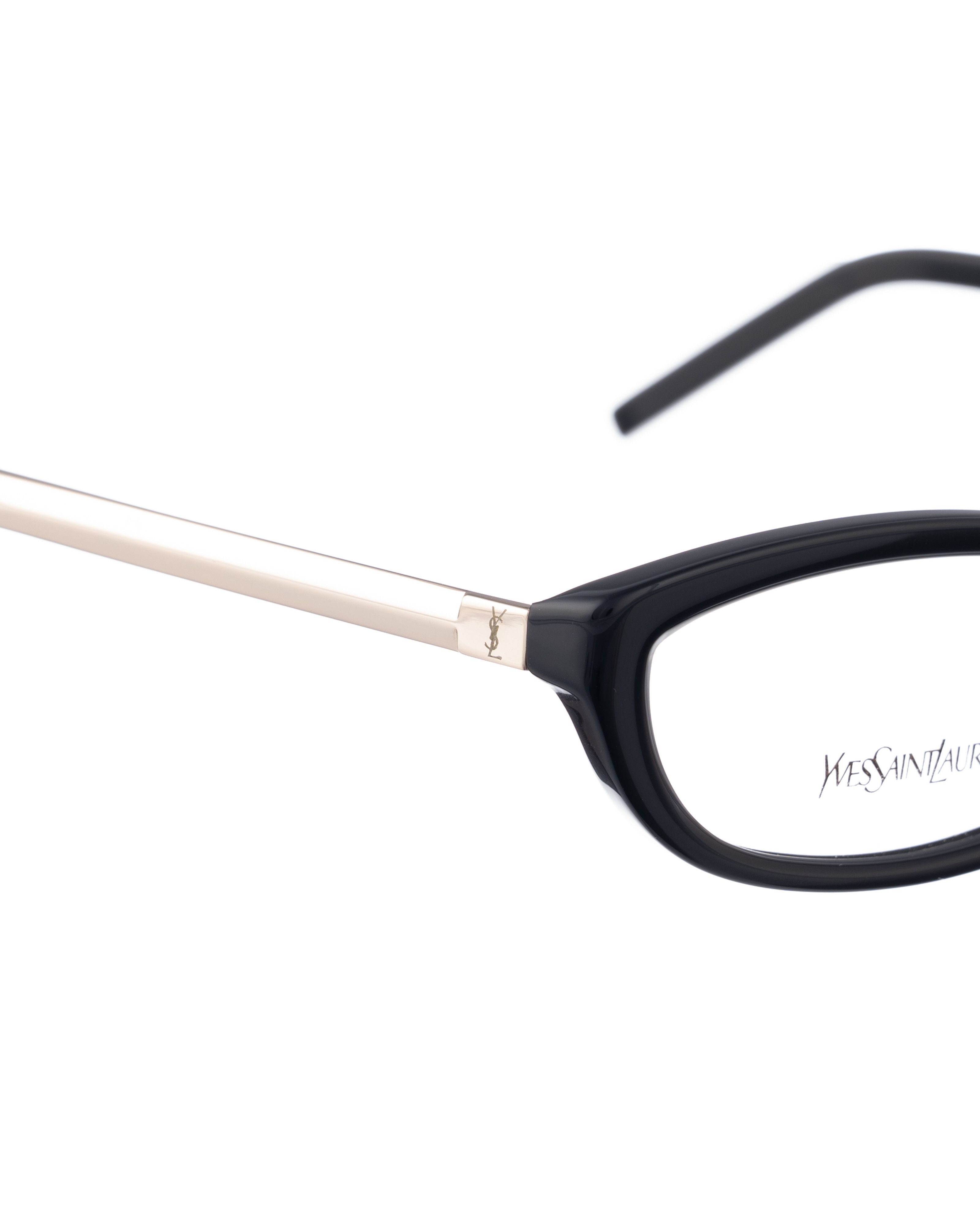 Saint Laurent Paris Yves Saint Laurent 00s Black Cat Eye Glasses Chrome Temples Size ONE SIZE - 3 Thumbnail