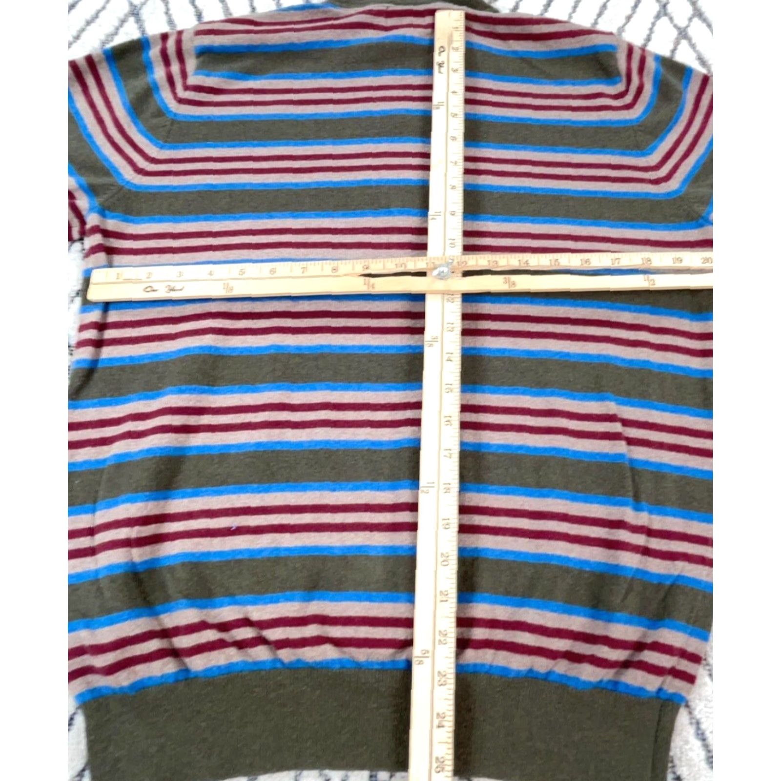 Vintage LL Bean Sweater Men Medium Brown Red Pullover Quarter Zip Striped Soft Knit Slim Knitwear 1/4 Zip Fall Winter Casual Modern Golf Walking Mens Size US M / EU 48-50 / 2 - 5 Thumbnail