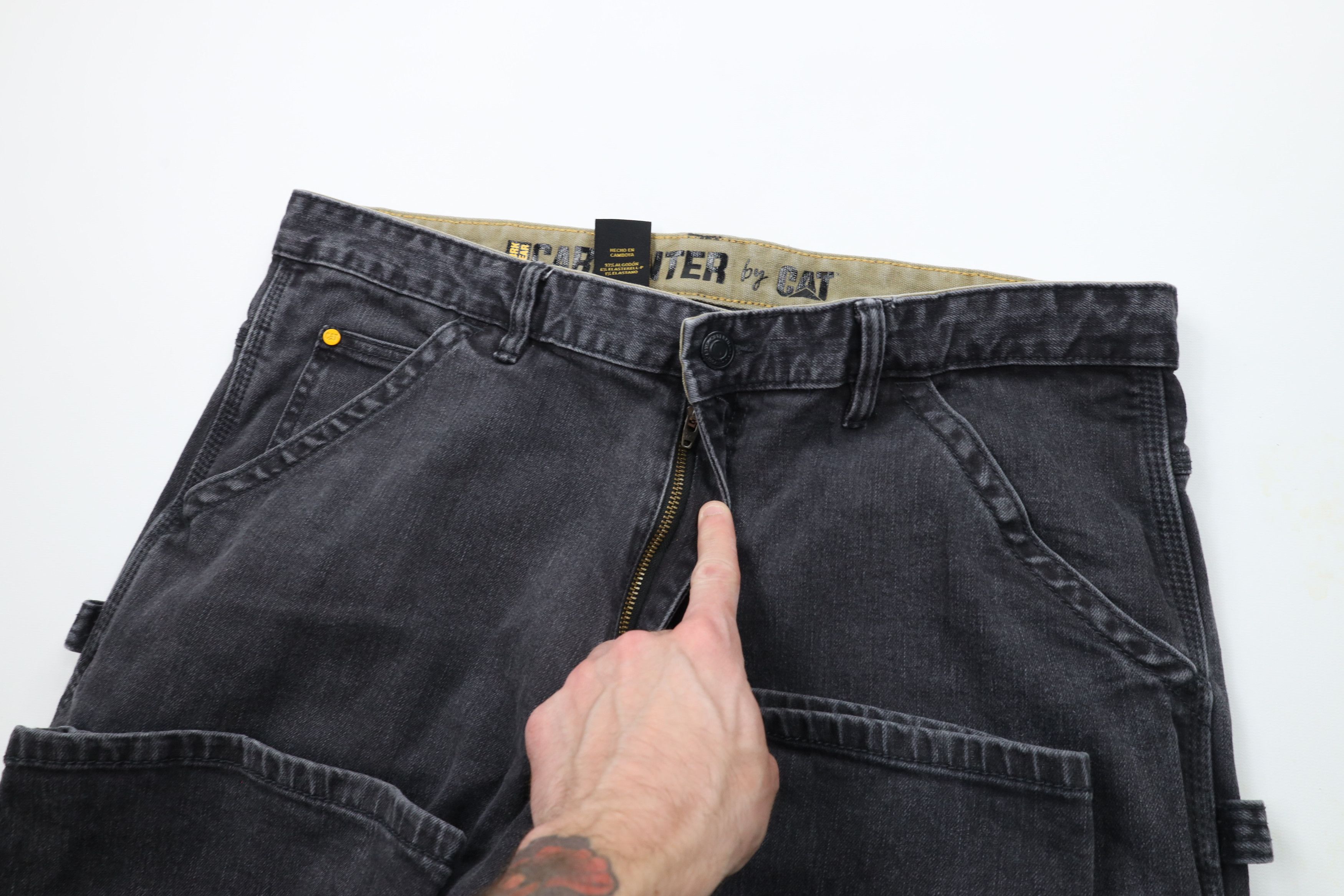 Caterpillar × Vintage Vintage Caterpillar Out Wide Leg Dungaree Denim Jeans Black Size US 38 / EU 54 - 6 Thumbnail