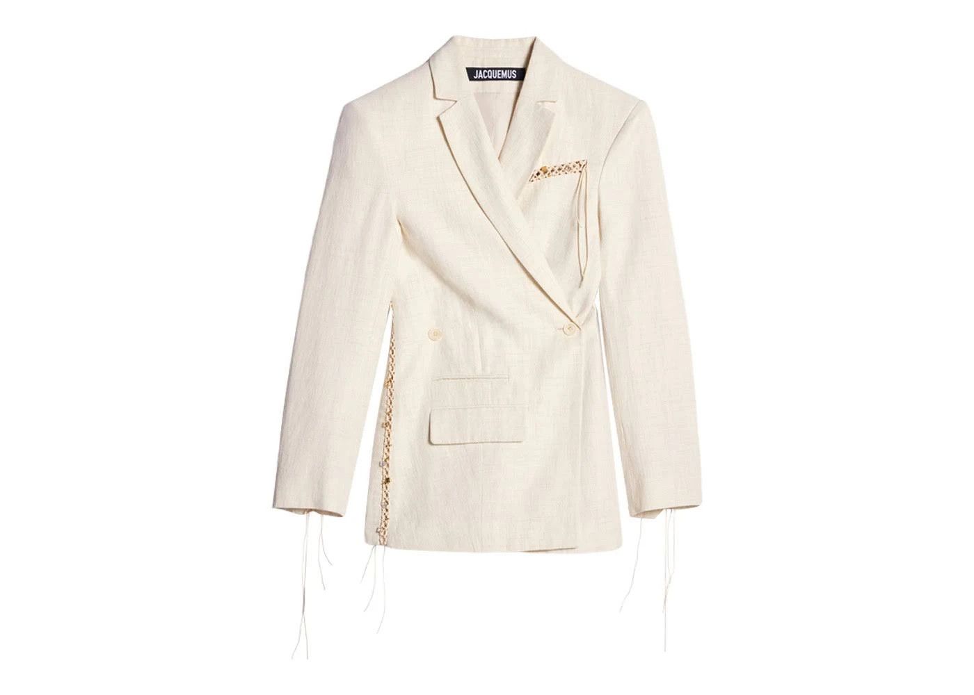 Jacquemus o1mle0824 La Veste Tibau Brodee Blazer in Off White Size XS / US 0-2 / IT 36-38 - 1 Preview